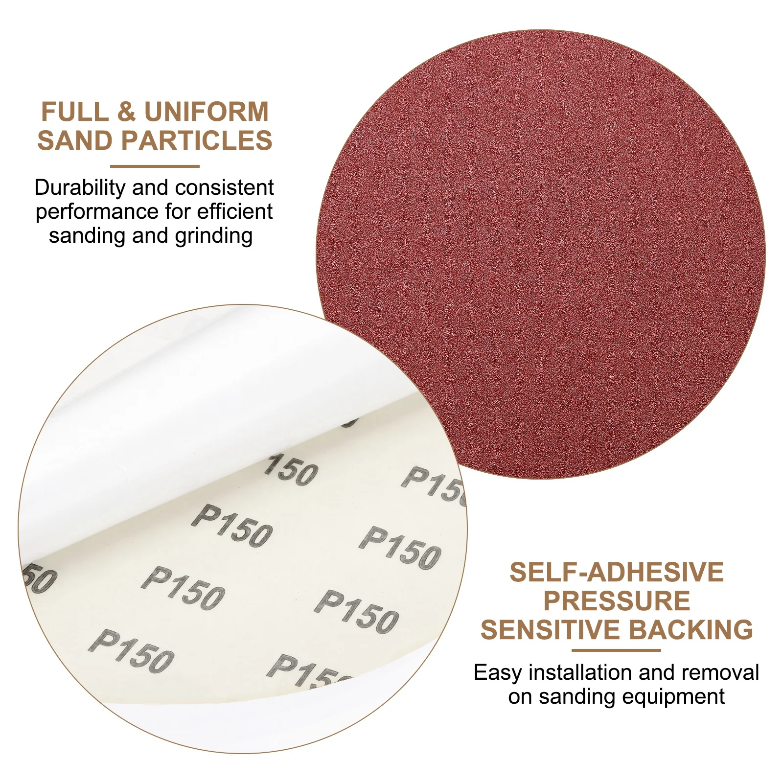 Uxcell 8pcs 10" PSA Sanding Discs 150 Grits Aluminum Oxide Sandpapers Self Adhesive - Image 5