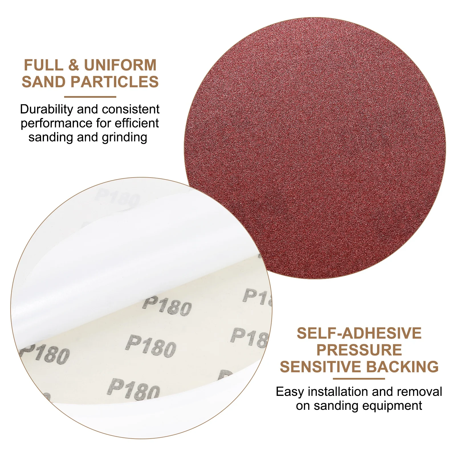 Uxcell 8pcs 10" PSA Sanding Discs 180 Grits Aluminum Oxide Sandpapers Self Adhesive - Image 5