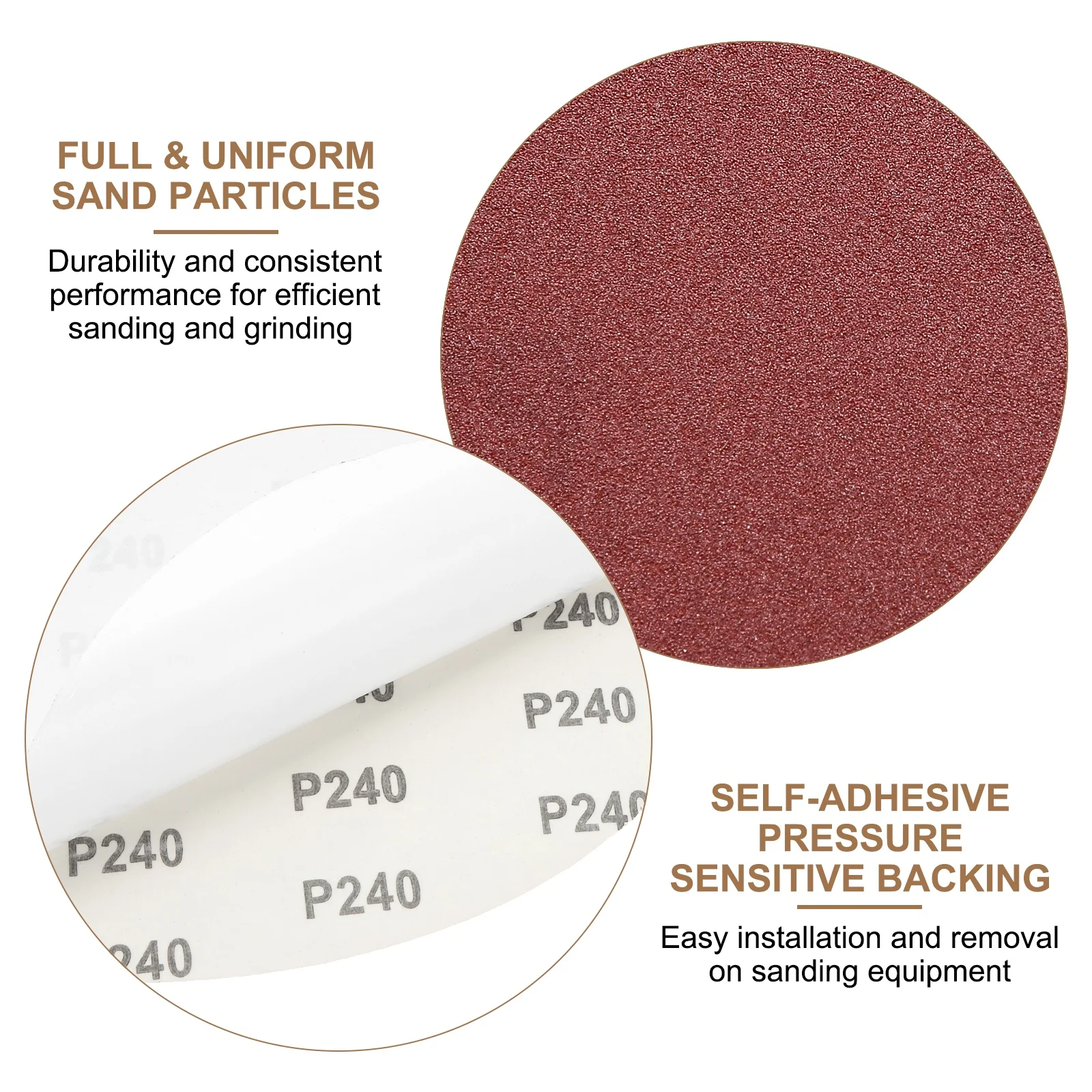 Uxcell 8pcs 10" PSA Sanding Discs 240 Grits Aluminum Oxide Sandpapers Self Adhesive - Image 5