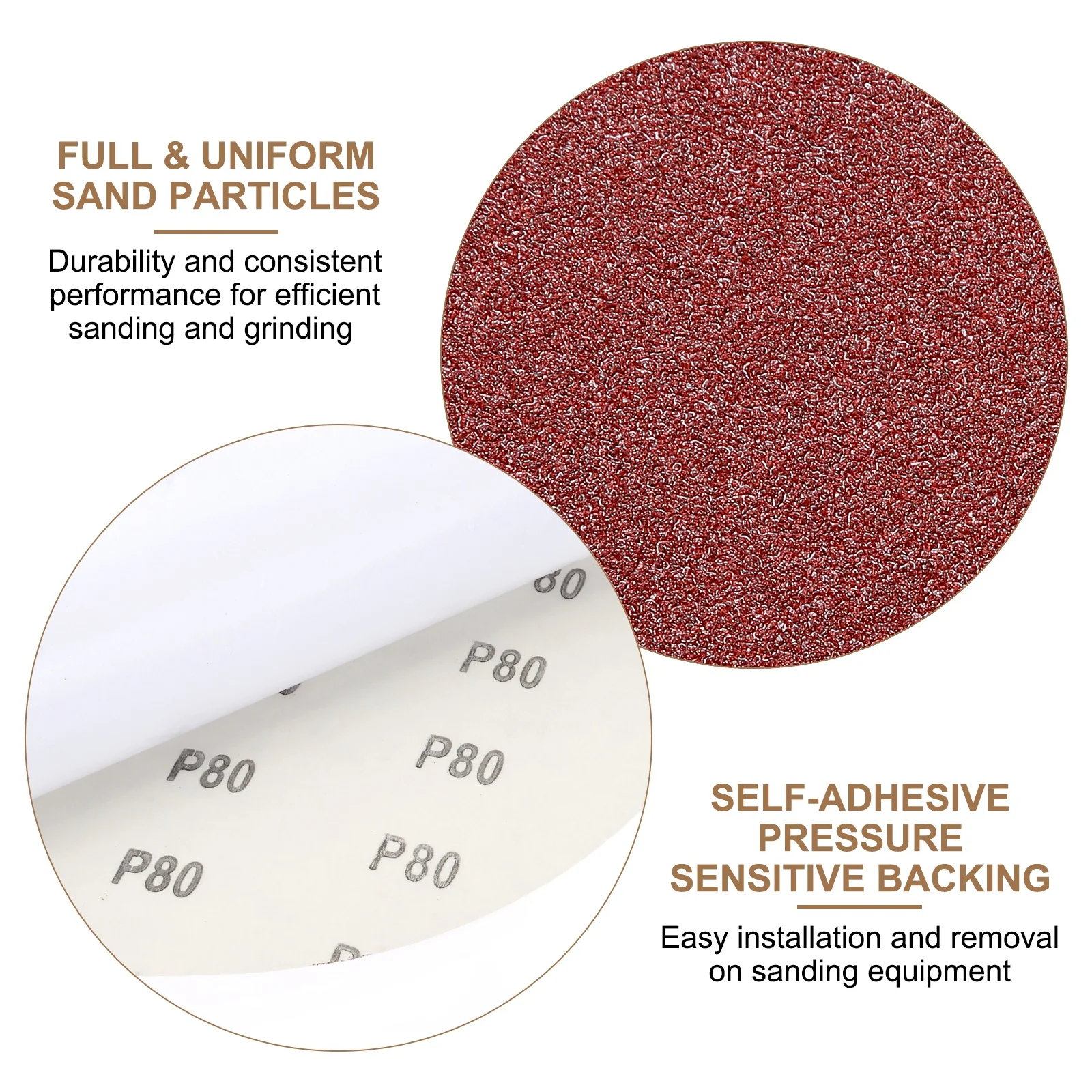 Uxcell 12pcs 10" PSA Sanding Discs 80 Grits Aluminum Oxide Sandpapers Self Adhesive - Image 5