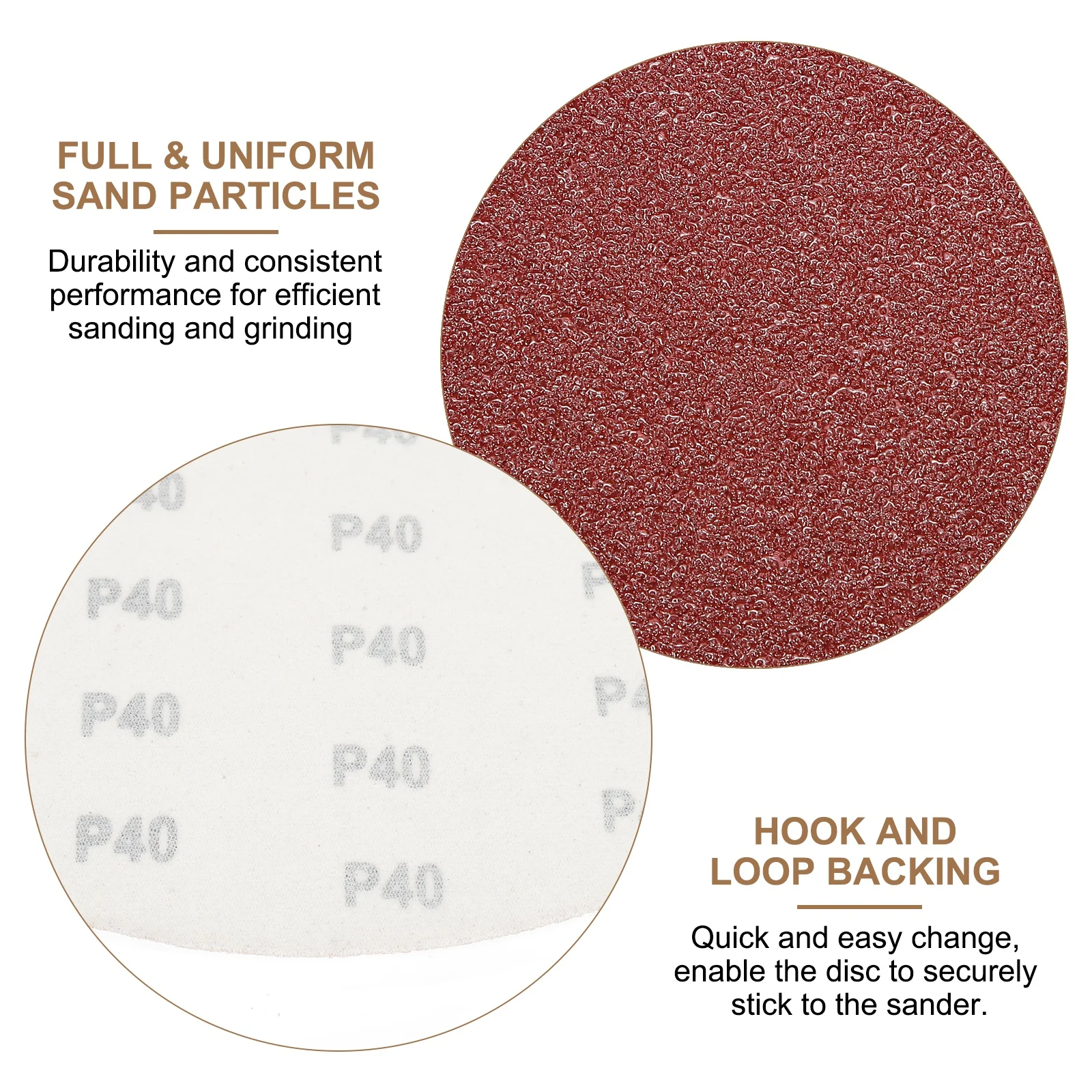Uxcell 2pcs 10" Hook and Loop Sanding Discs 40 Grits Aluminum Oxide Sandpapers - Image 5
