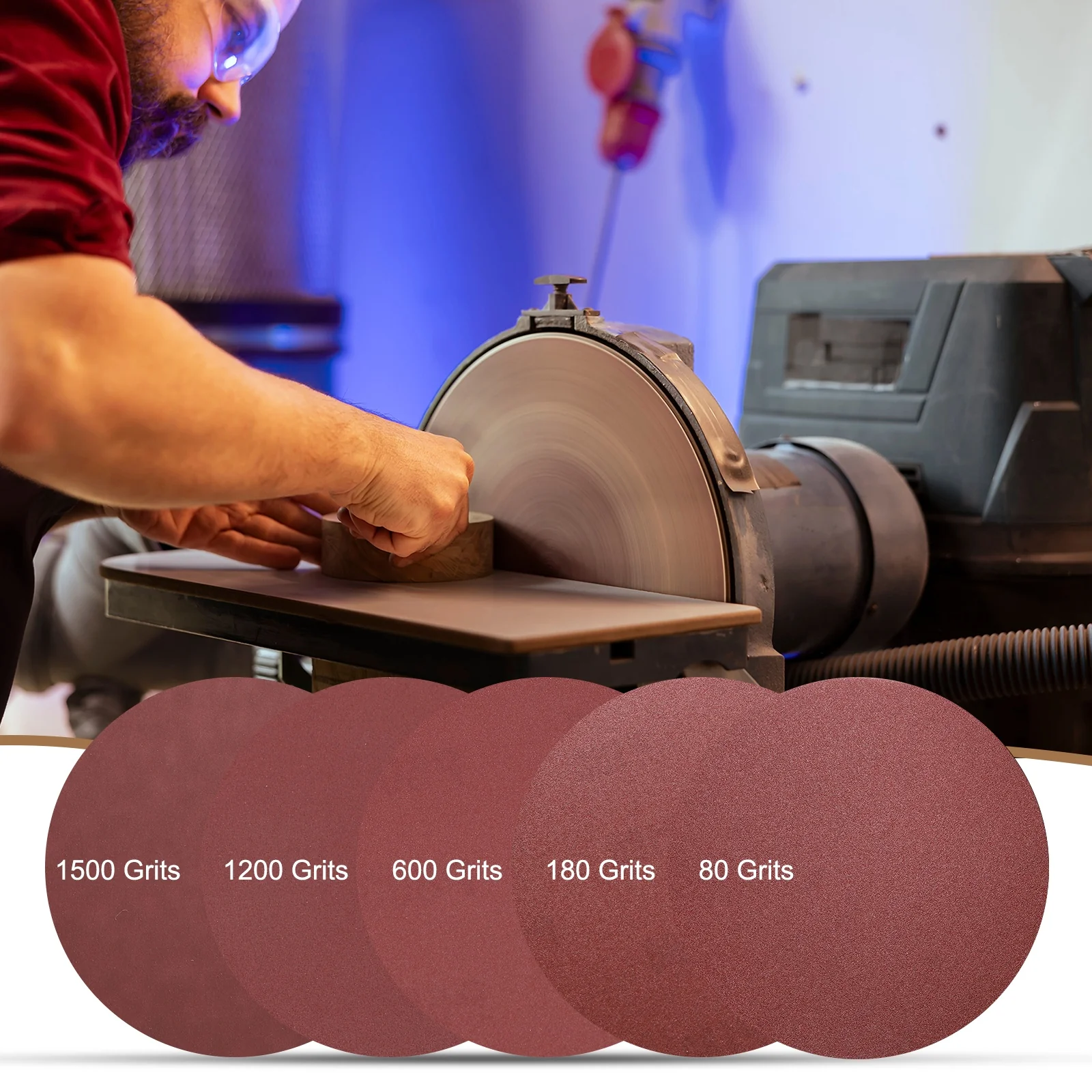 Uxcell 2pcs 10" Hook and Loop Sanding Discs 80 Grits Aluminum Oxide Sandpapers - Image 6