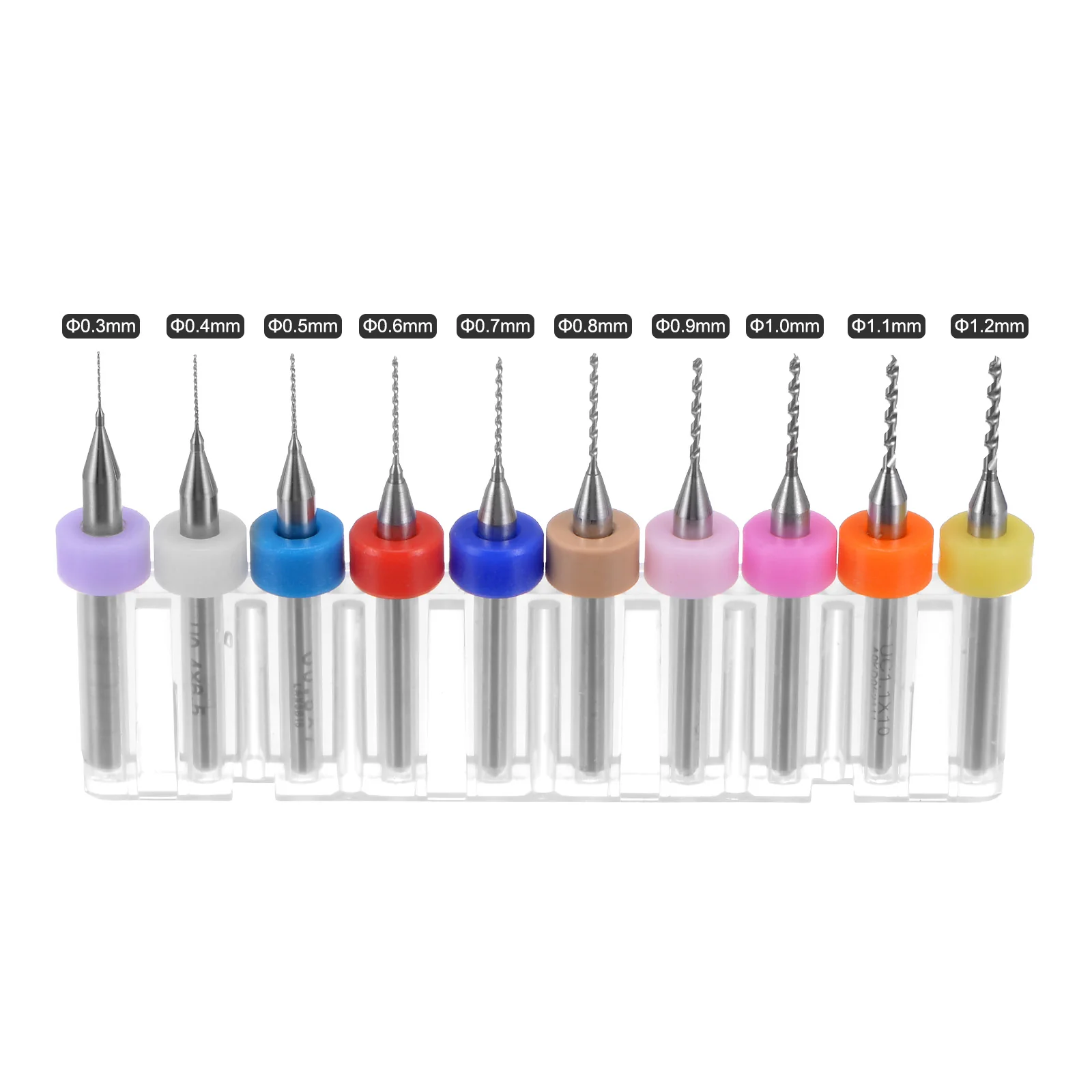 Uxcell 1/8" Shank 0.3mm-1.2mm Tungsten Carbide CNC Engraving PCB Drill Bits Set 30Pcs - Image 2