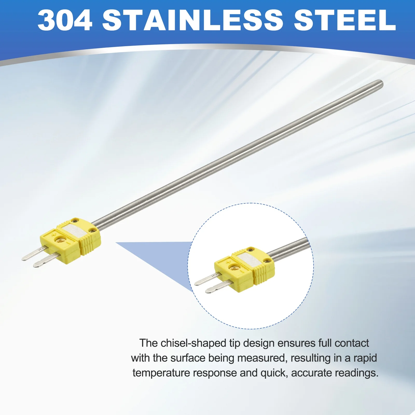 K-Type Thermocouple Temperature Sensor Probes, -40-2012 °F Probe 0.2x7.87 in - Image 3
