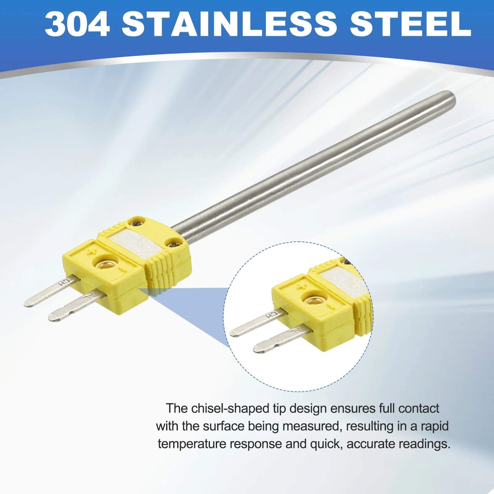 K-Type Thermocouple Temperature Sensor Probes, -40-2012 °F Probe 0.2x3.35 in - Image 3