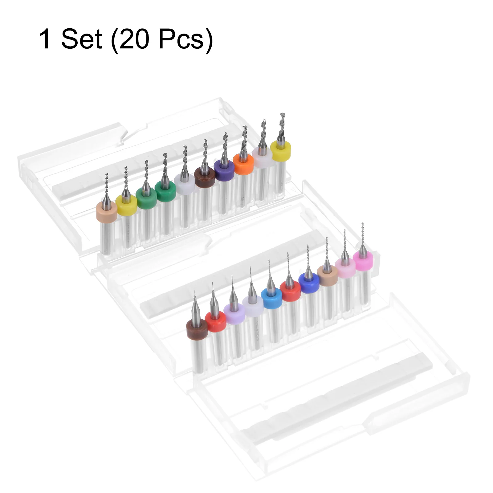 Uxcell 20Pcs 1/8" Shank 0.1mm-2mm Tungsten Carbide CNC Engraving PCB Drill Bits Set - Image 4