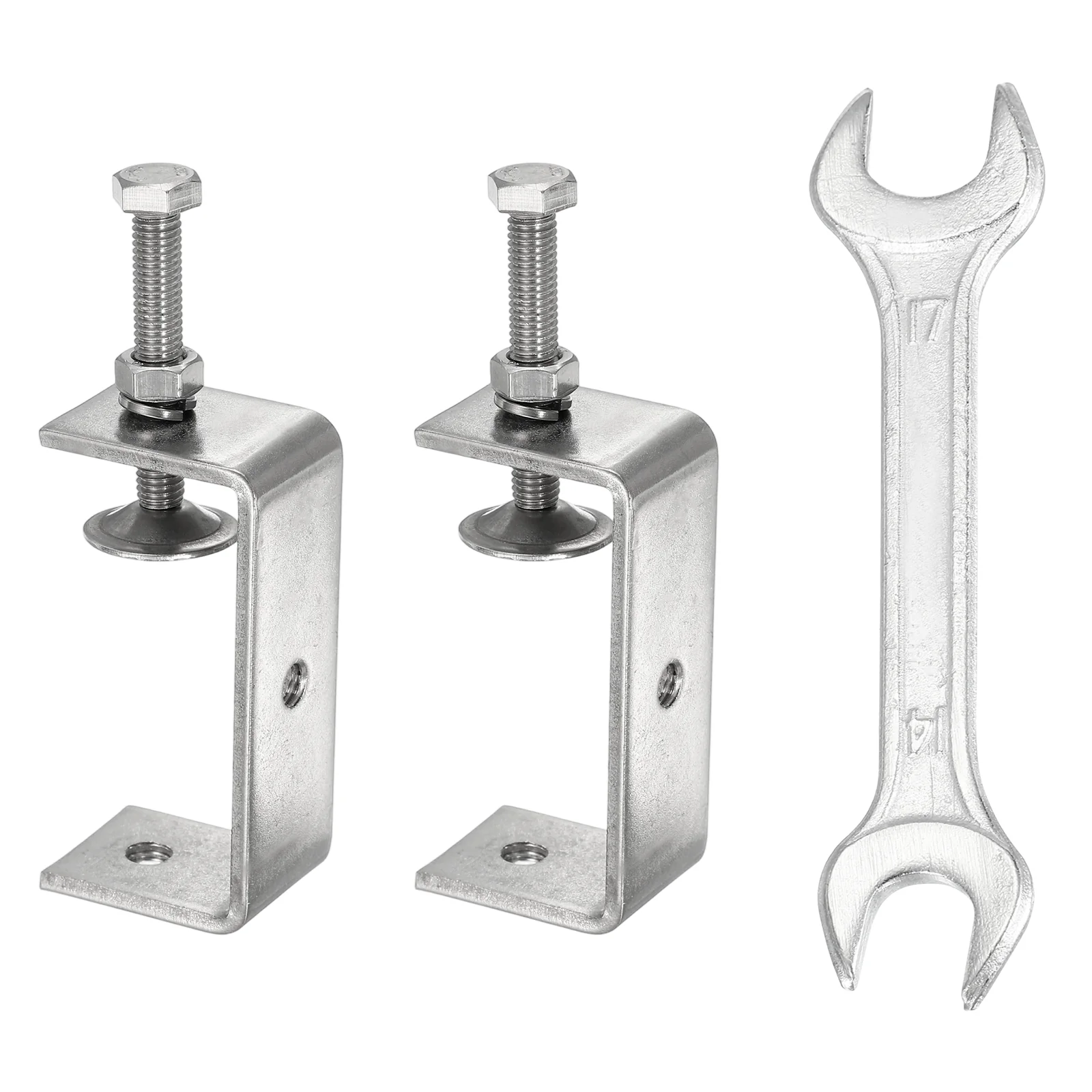 2Pcs 304 Stainless Steel C Clamps Mini 2-3/4" (75mm) Opening Galvanized U Clamp