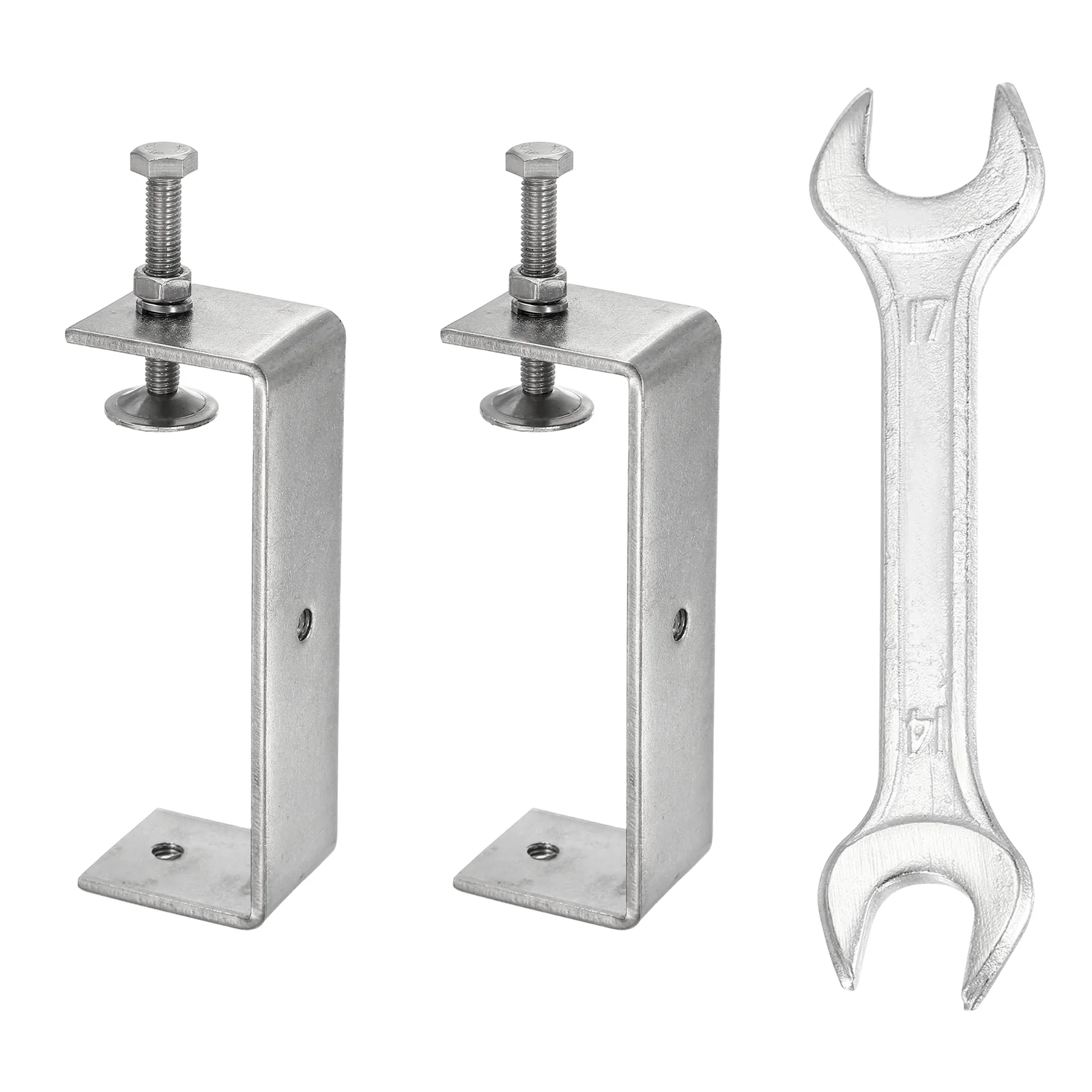 2Pcs 304 Stainless Steel C Clamps Mini 5-1/8" (130mm) Opening Galvanized U Clamp