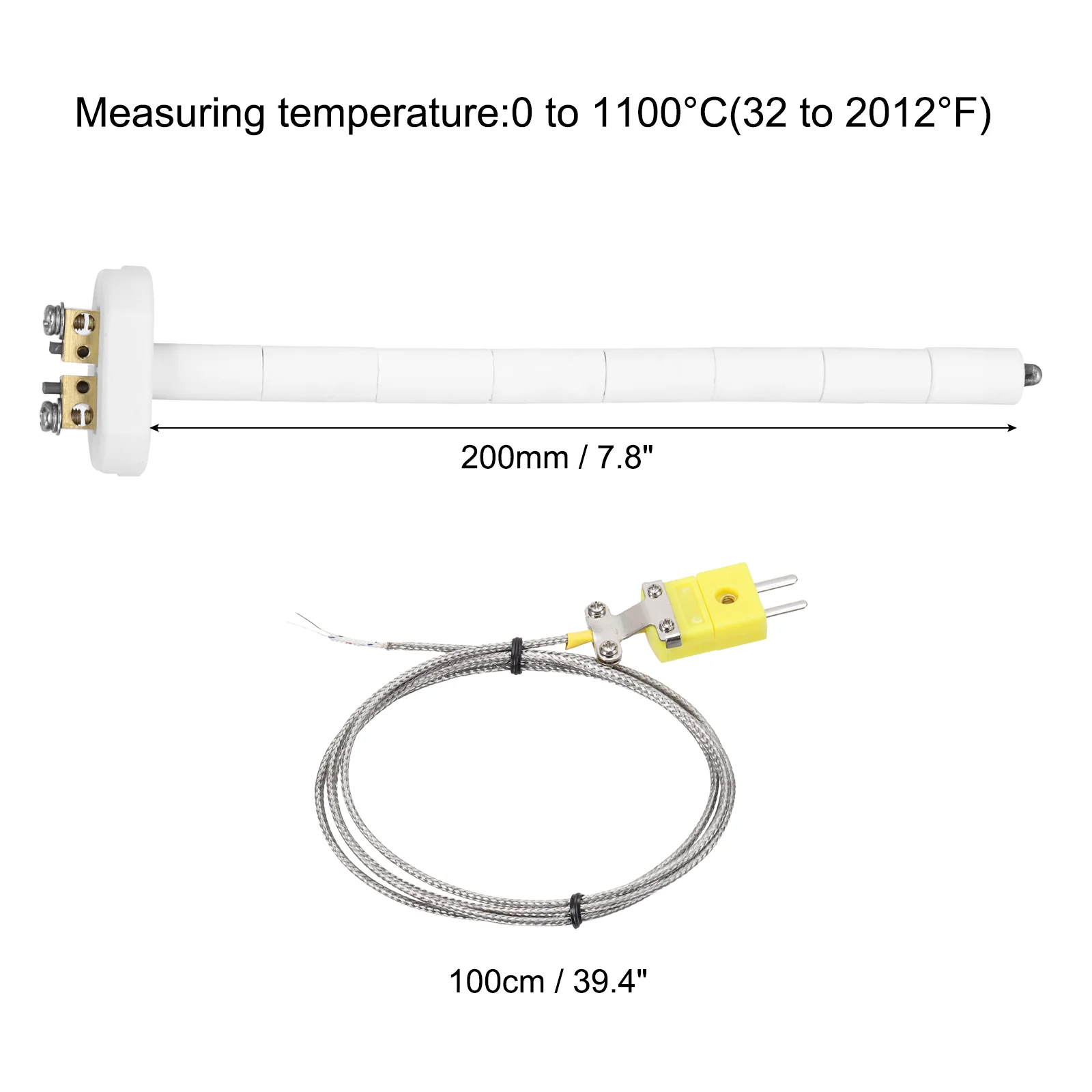 8" K Type Thermocouple Probe with 3.3 ft Thermocouple Wire 2.5x200mm - Image 2