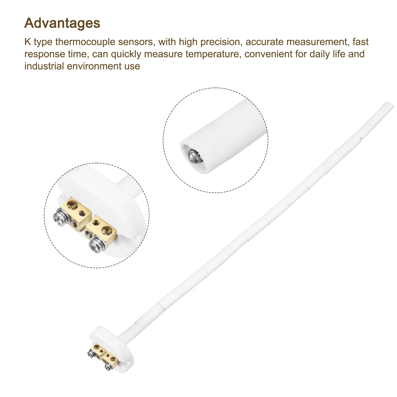 13.7" K Type Thermocouple Probe with 3.3 ft Thermocouple Wire 2x350mm - Image 4