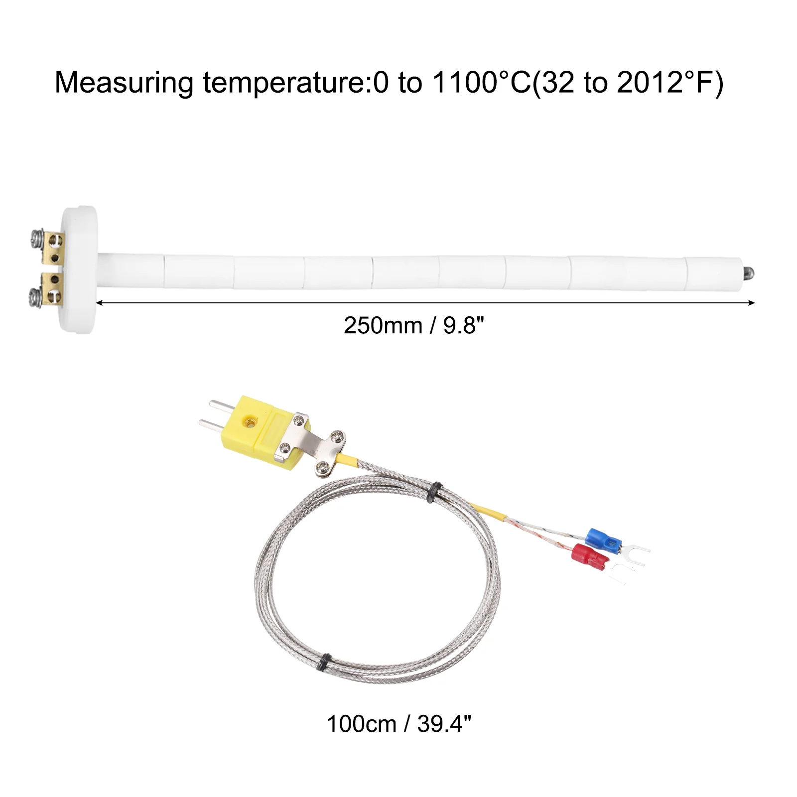 10" K Type Thermocouple Probe with 3.3 ft SV Fork Thermocouple Wire 2x250mm - Image 2