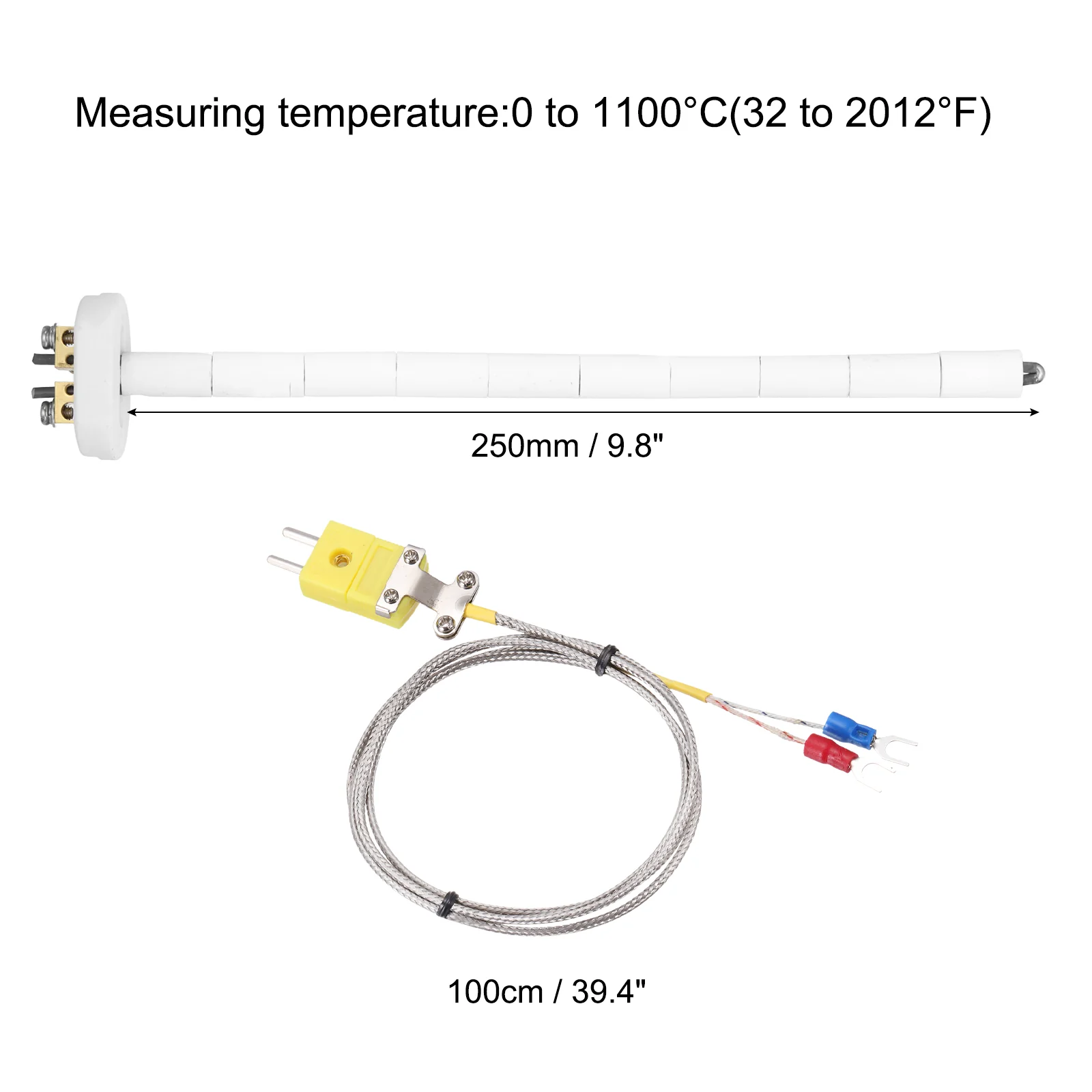 10" K Type Thermocouple Probe with 3.3 ft SV Fork Thermocouple Wire 3x250mm - Image 2