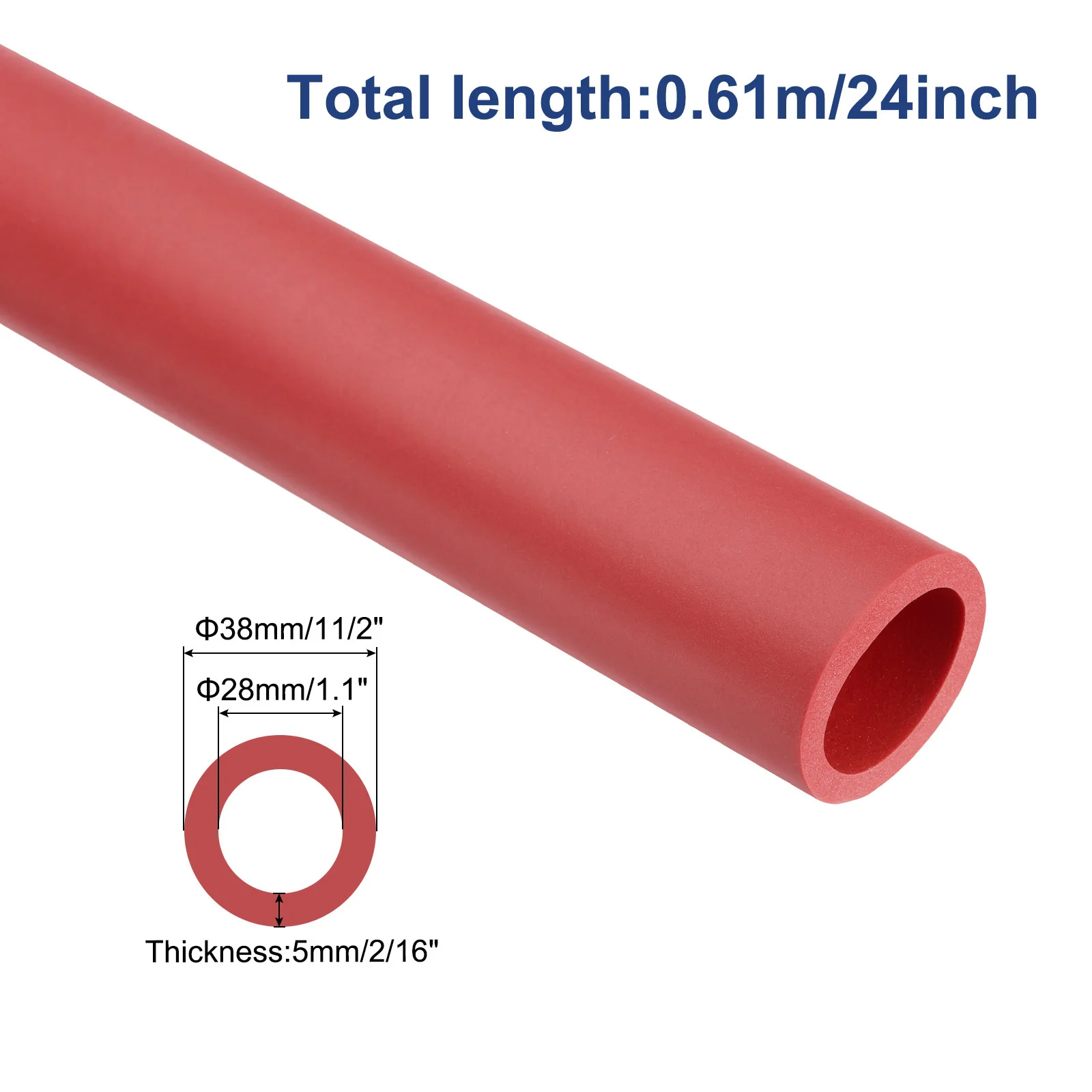 Pipe Insulation Foam Tube Lagging Insulation 28mm ID 38mm OD 24" Red - Image 2