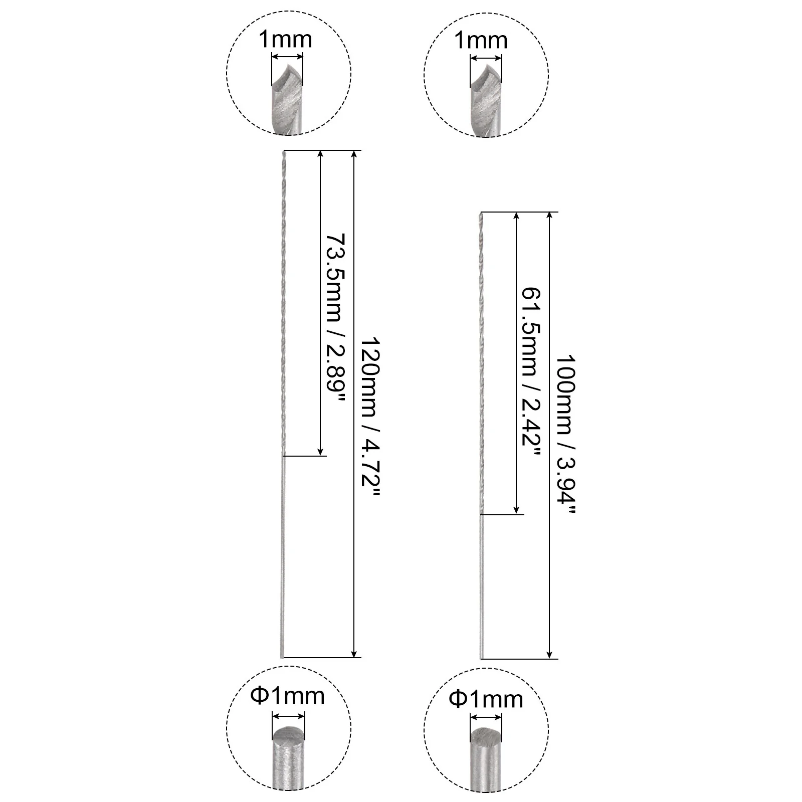 Uxcell 15 Pcs 1mm Mini Twist Drill Bits, High-Speed Steel Extra Long Bit 100mm 120mm - Image 2