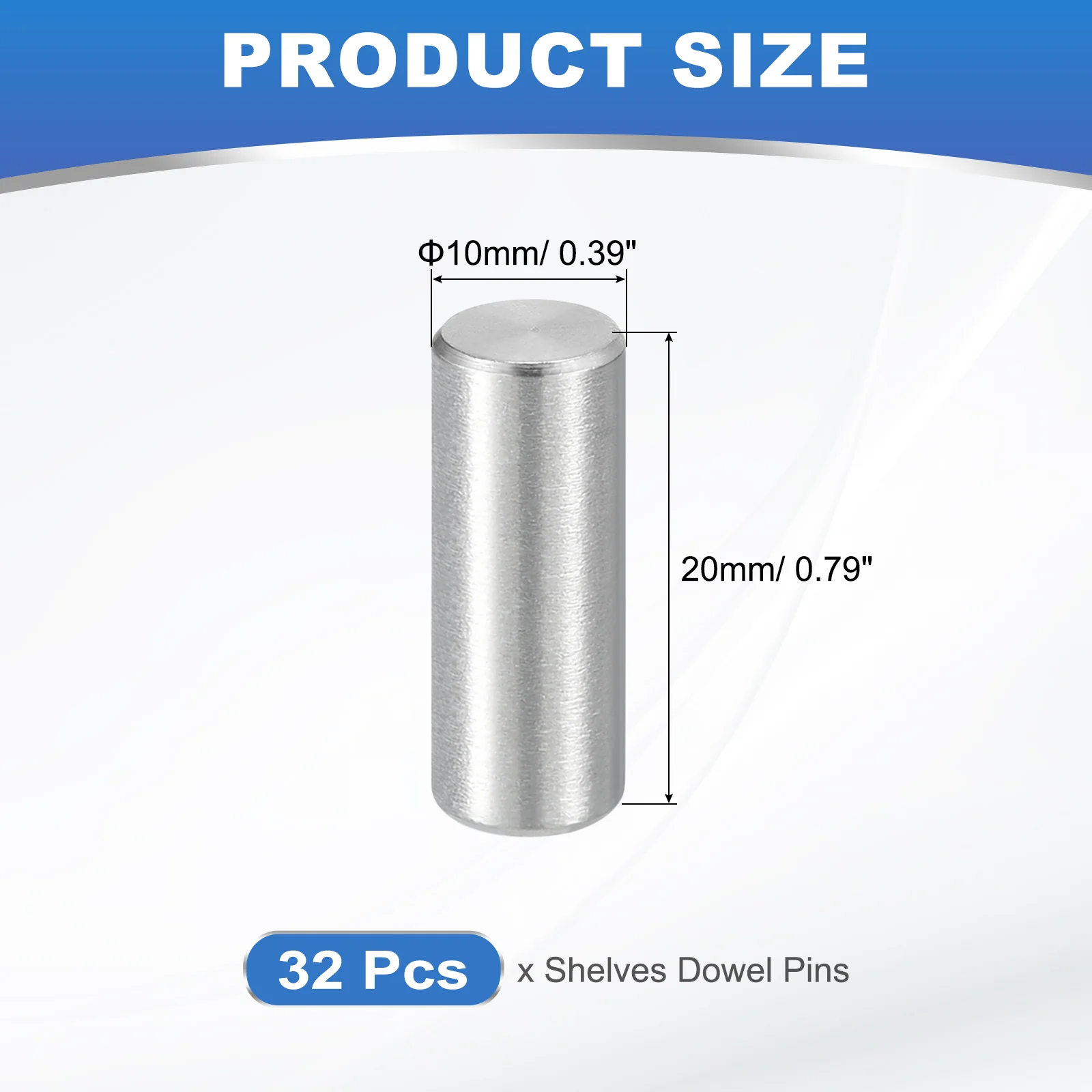 Uxcell 32Pcs M10 x 25mm Dowel Pin, 304 Stainless Steel Cylindrical Shelf Support Peg - Image 2