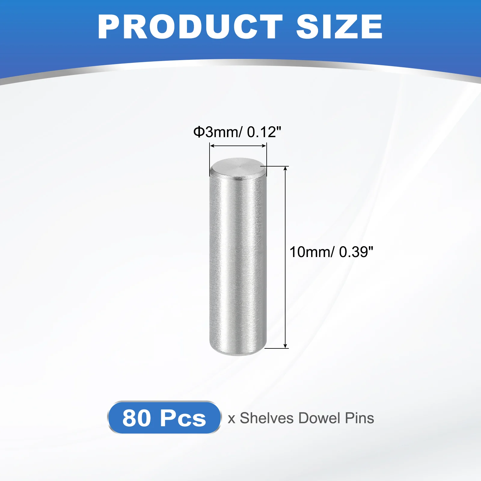 Uxcell 80Pcs M3 x 10mm Dowel Pin, 304 Stainless Steel Cylindrical Shelf Support Peg - Image 2