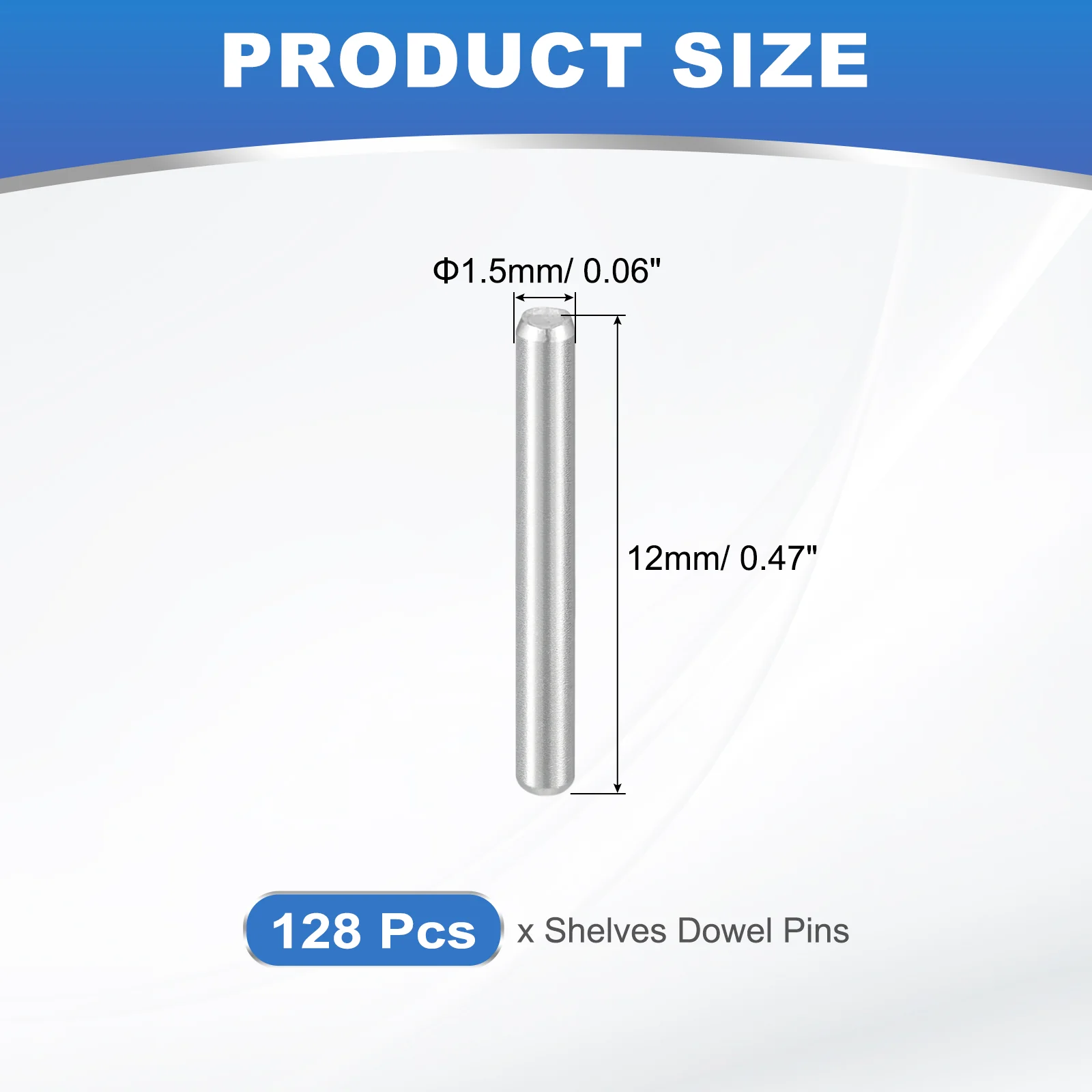 Uxcell 128Pcs M1.5 x 12mm Dowel Pin, 304 Stainless Steel Cylindrical Shelf Support Peg - Image 2
