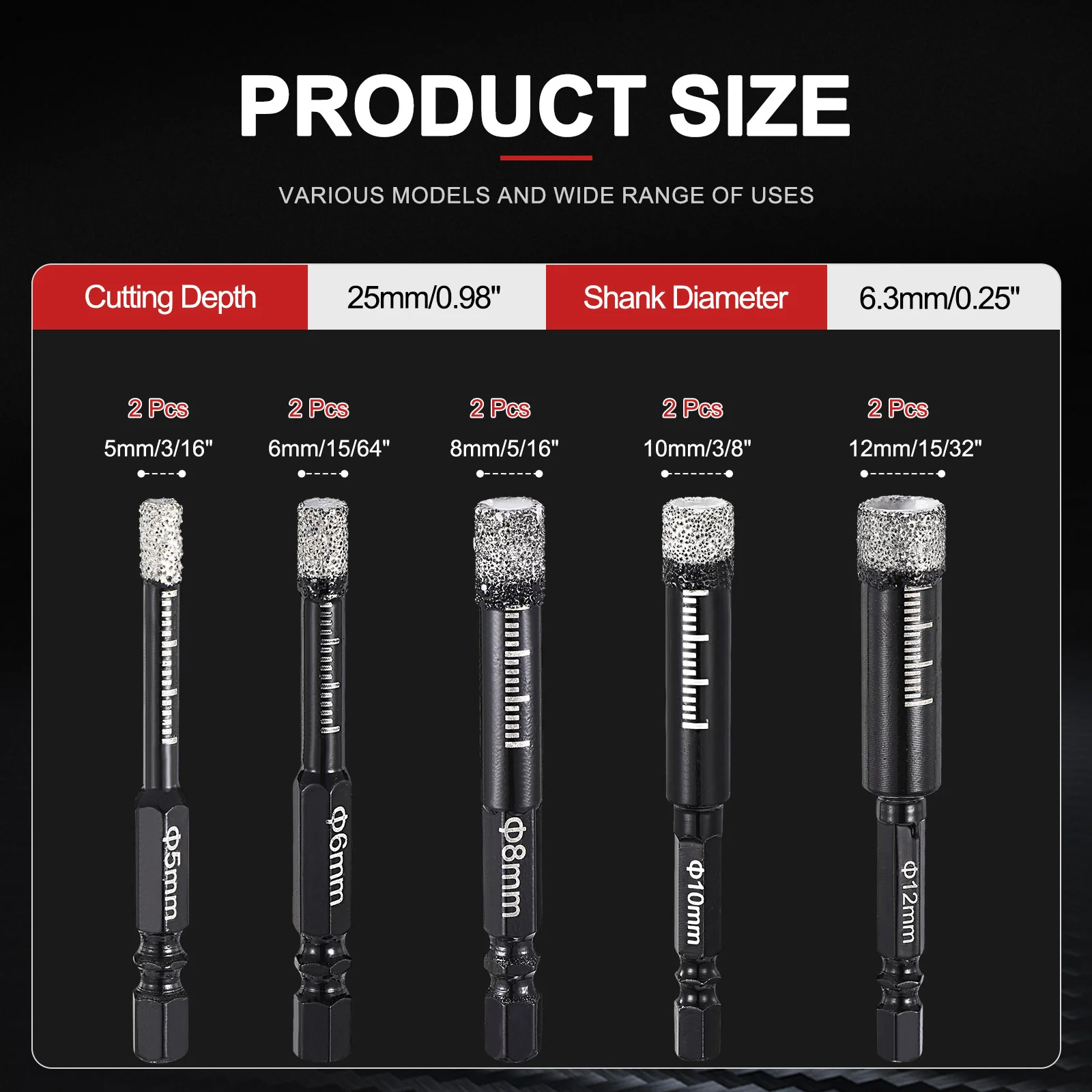 Dry Diamond Drill Bits Set, Diamond Hole Saw Tile Drill Bit for Porcelain Ceramic Marble - Image 20