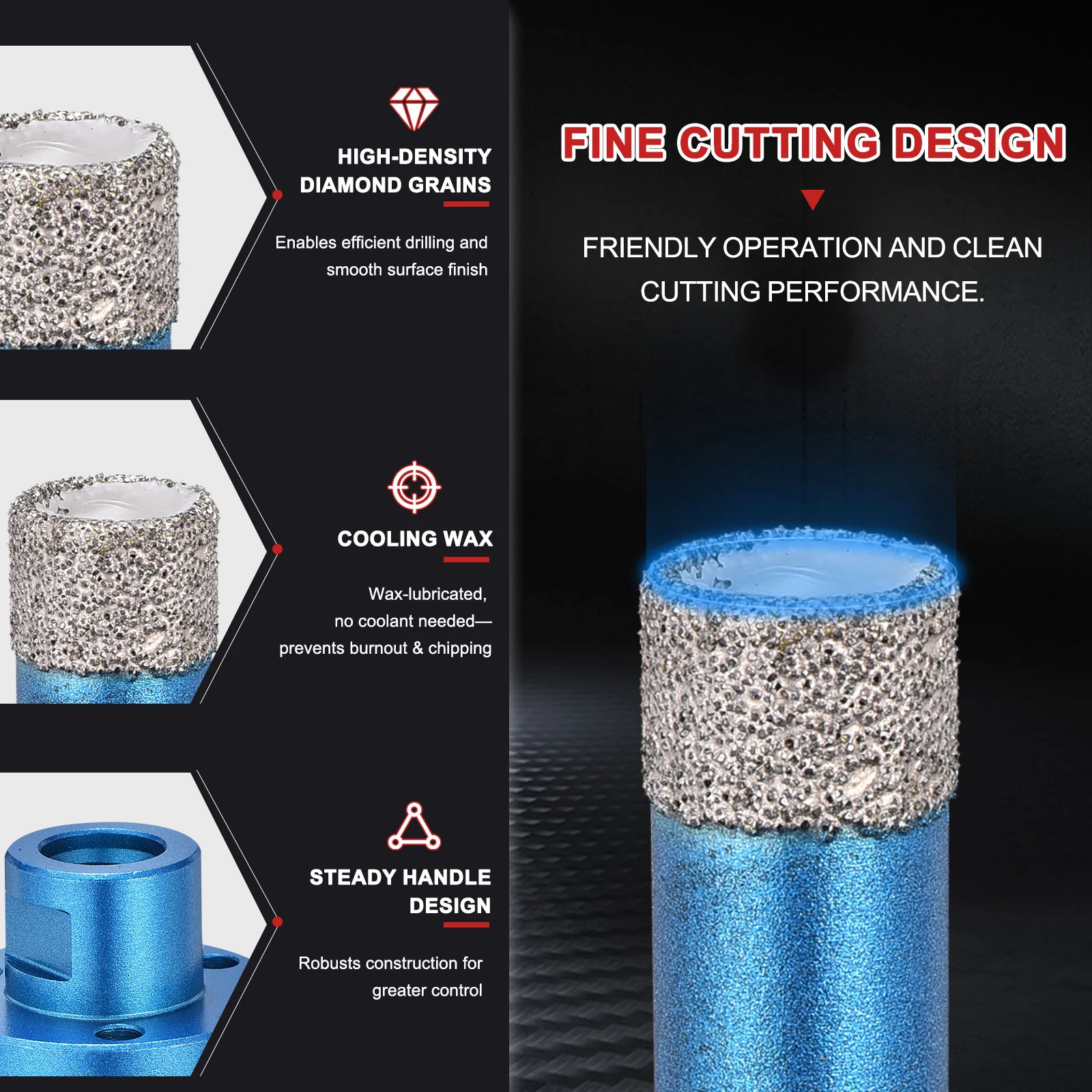 Diamond Core Drill Bit Kit Diamond Hole Saw with Thread Fit Angle Grinders for Ceramic - Image 22