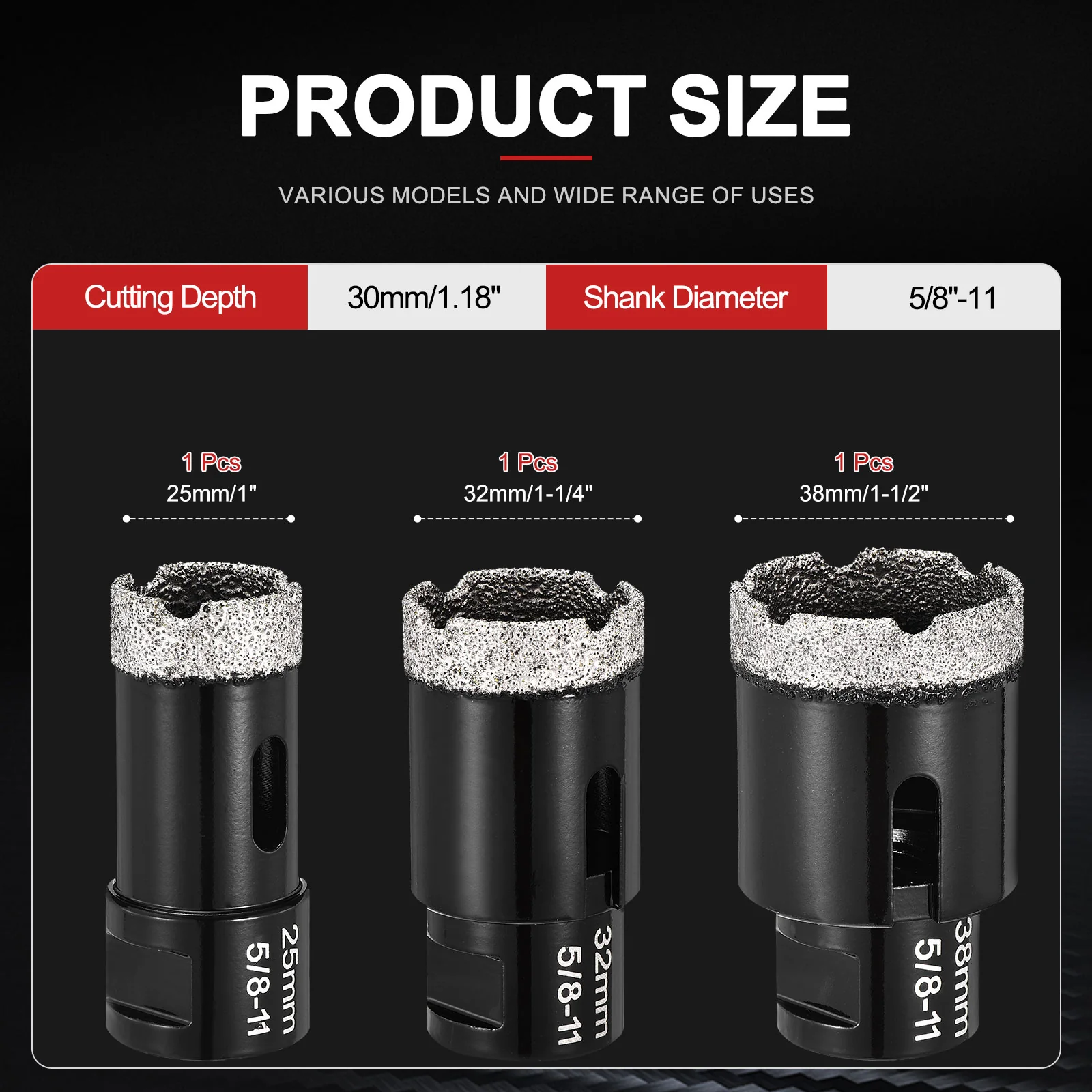 Diamond Core Drill Bit Kit Diamond Hole Saw with Thread Fit Angle Grinders for Ceramic - Image 26