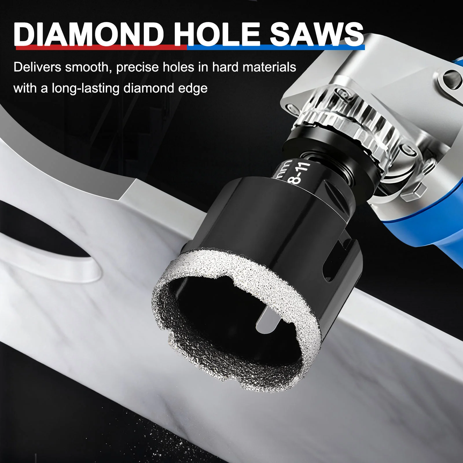Diamond Core Drill Bit Kit Diamond Hole Saw with Thread Fit Angle Grinders for Ceramic - Image 5