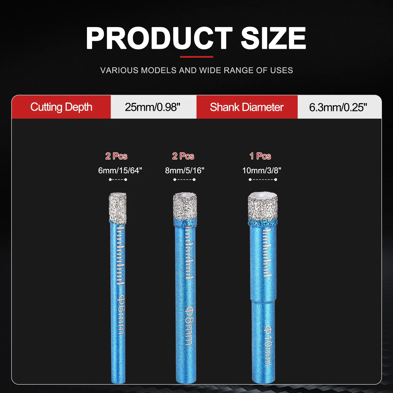 Dry Diamond Drill Bits Set, Diamond Hole Saw Tile Drill Bit for Porcelain Ceramic - Image 14