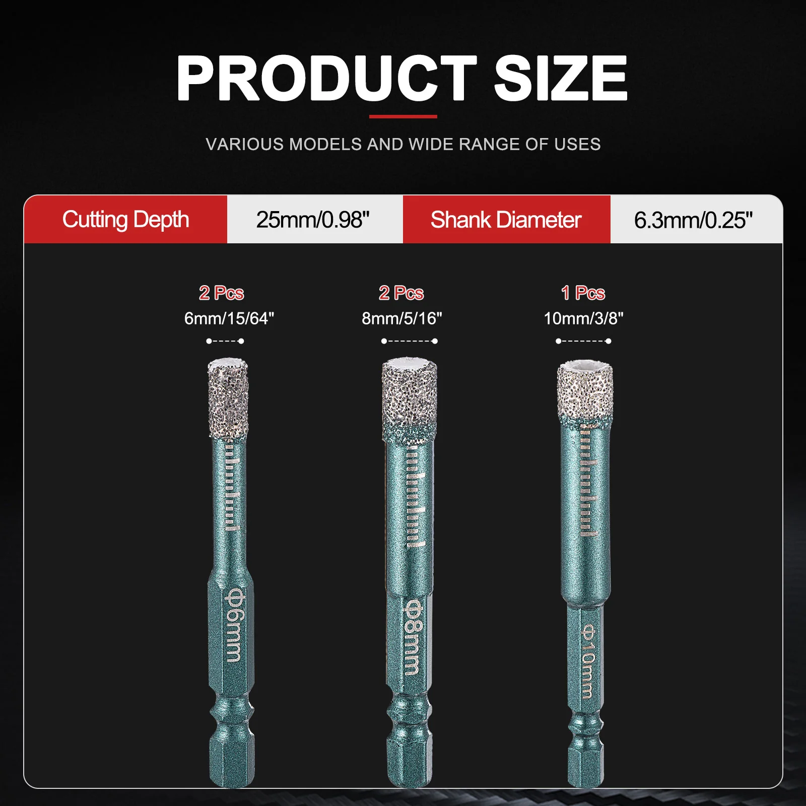 Dry Diamond Drill Bits Set, Diamond Hole Saw for Porcelain Ceramic Marble - Image 14