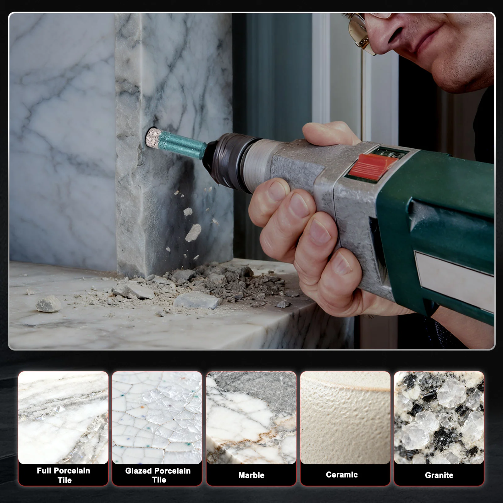 Dry Diamond Drill Bits Set, Diamond Hole Saw for Porcelain Ceramic Marble - Image 18