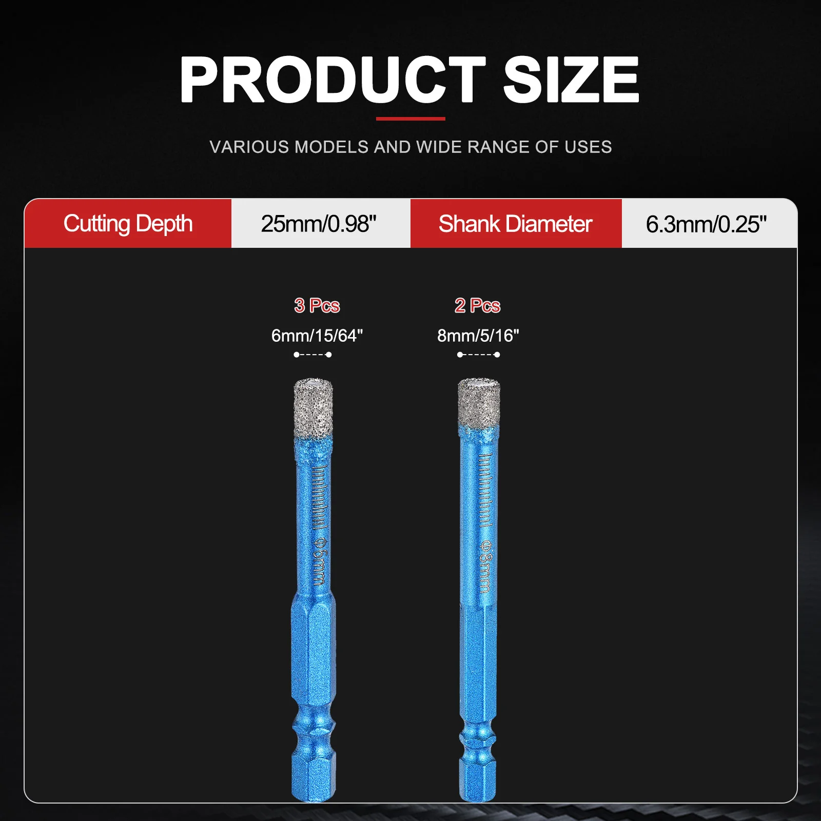 Dry Diamond Drill Bits Set, Diamond Hole Saw for Porcelain Ceramic Marble - Image 20