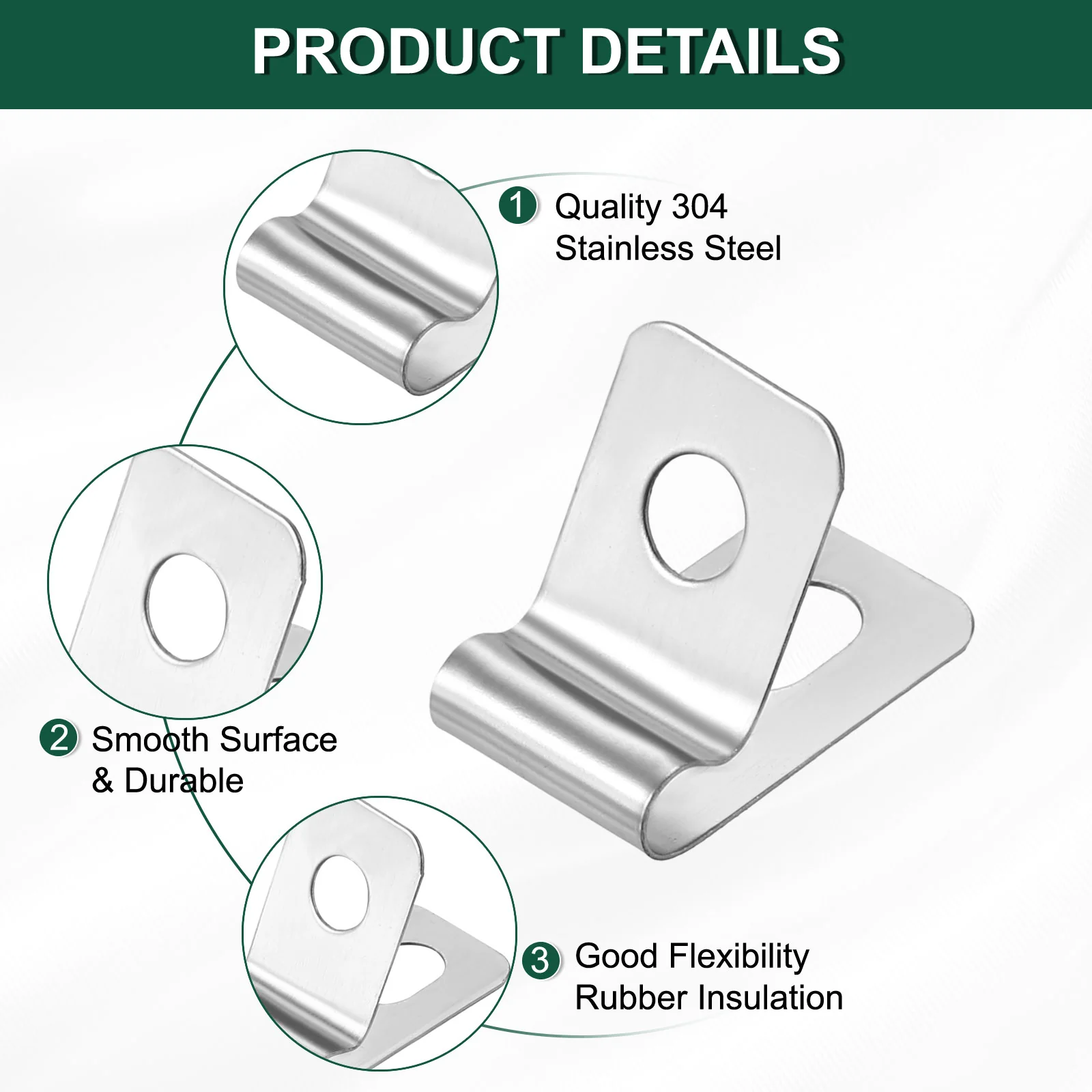 20pcs 1/8" (3mm) Stainless Steel Cable Clips Conduit Wire Holder Strap Clamp - Image 3