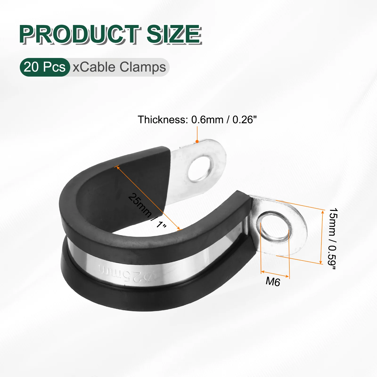 20pcs 1 Inch Stainless Steel Cable Clamp Conduit Wire Holder Strap Clip - Image 2