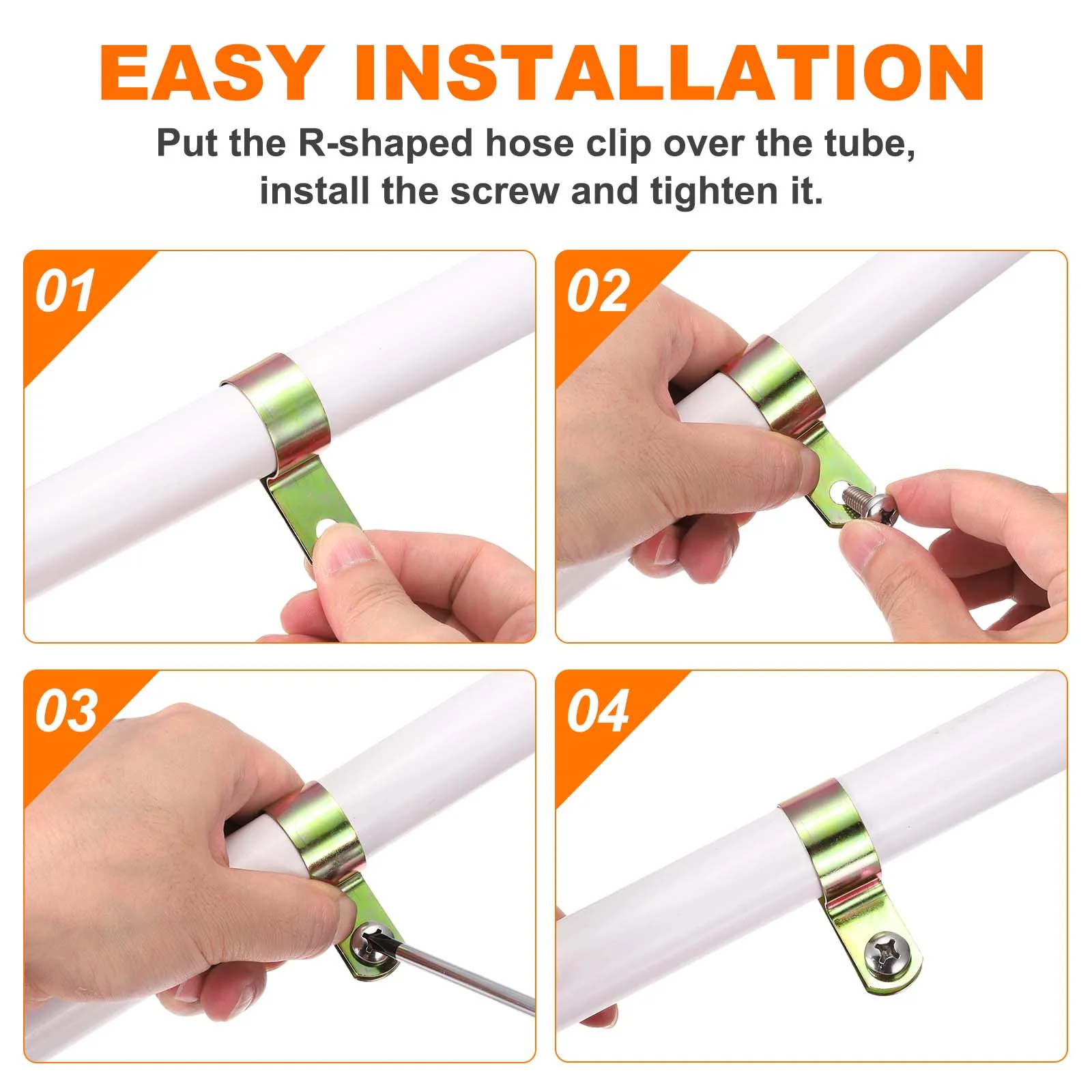 20pcs 1-3/8" Galvanized Carbon Steel Cable Clamps Pipe Strap Clip - Image 4