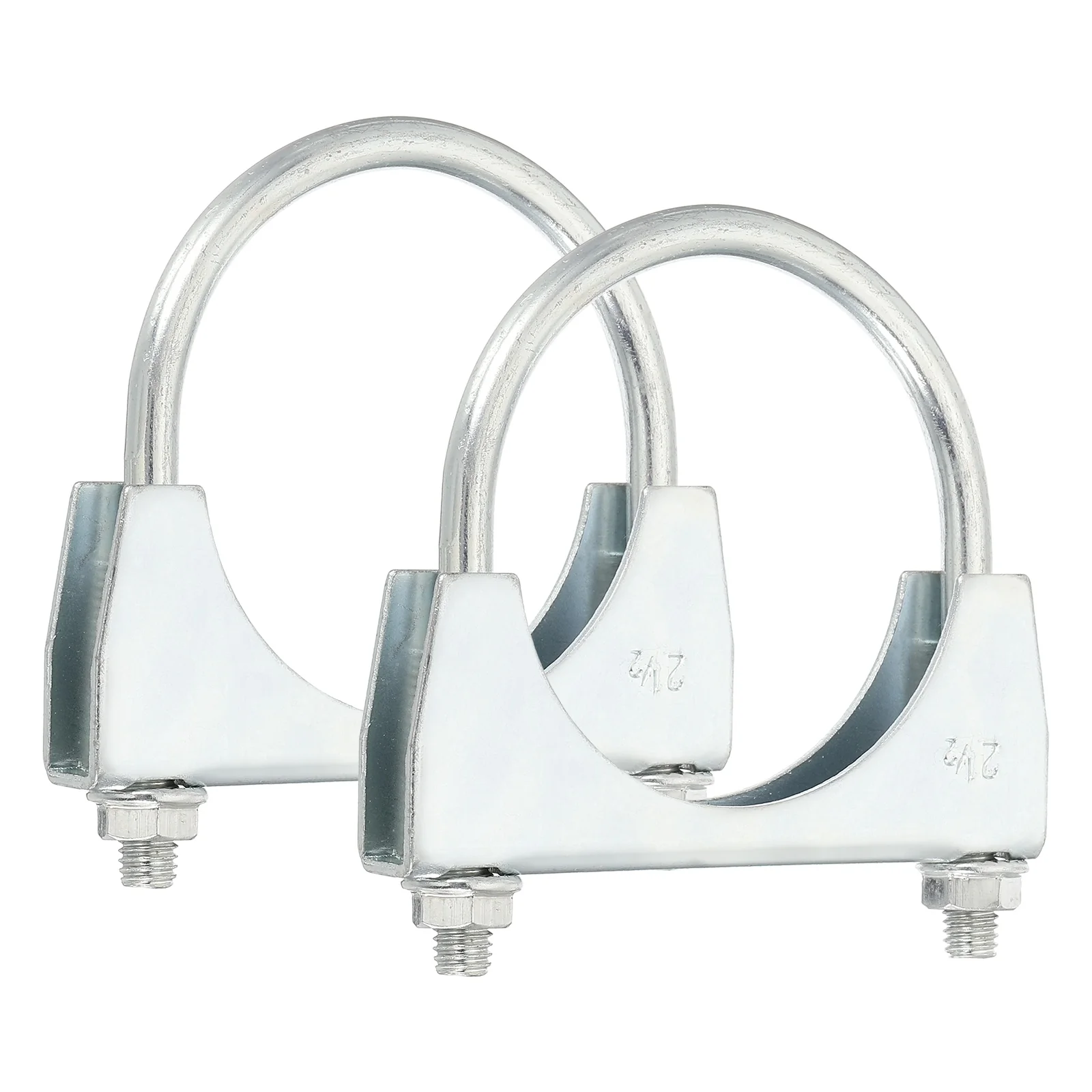 2pcs U Bolt Muffler Exhaust Clamp 65mm/2.6" Galvanized Iron U-Bolt Clamps
