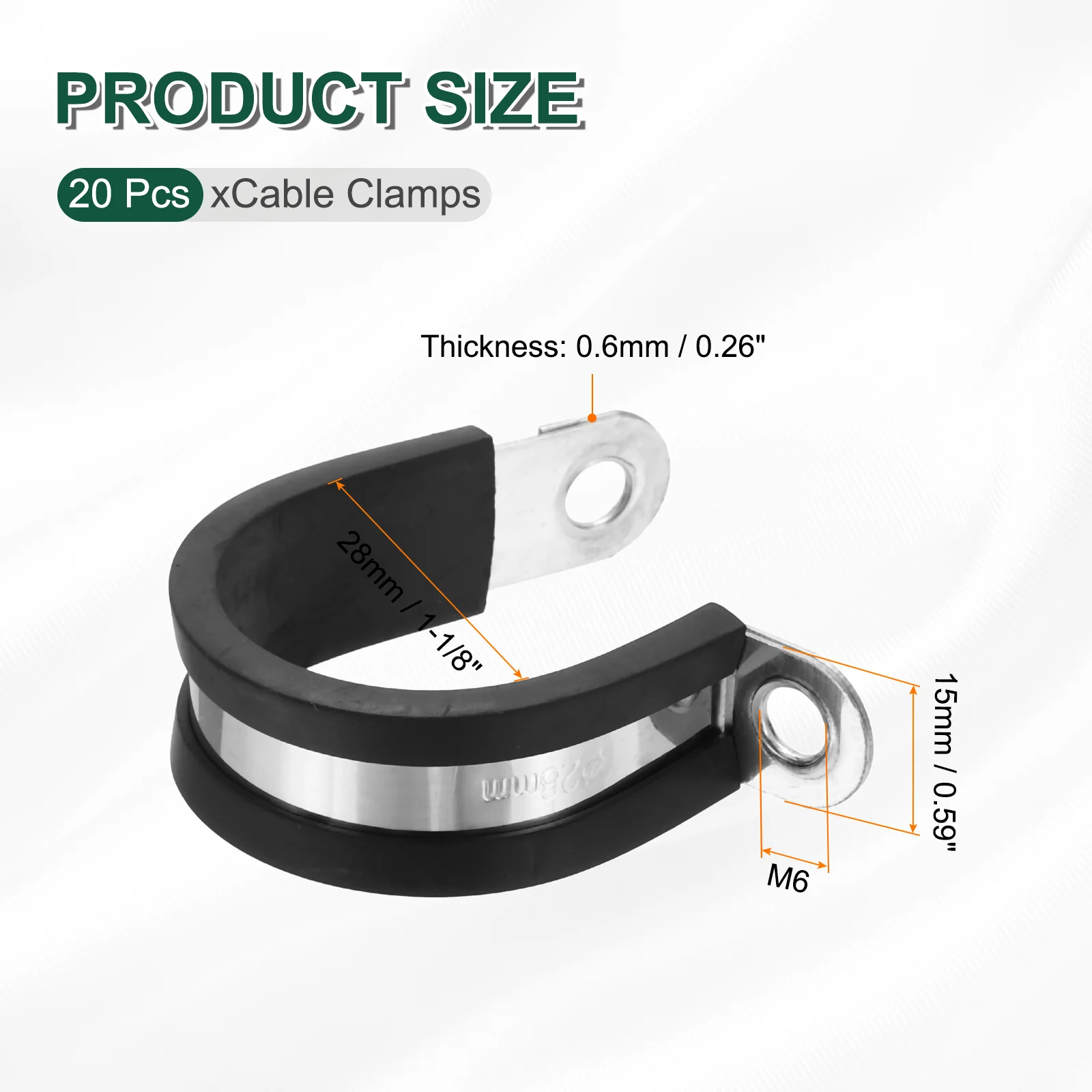20pcs 1-1/8 Inch Stainless Steel Cable Clamp Conduit Wire Holder Strap Clips - Image 2