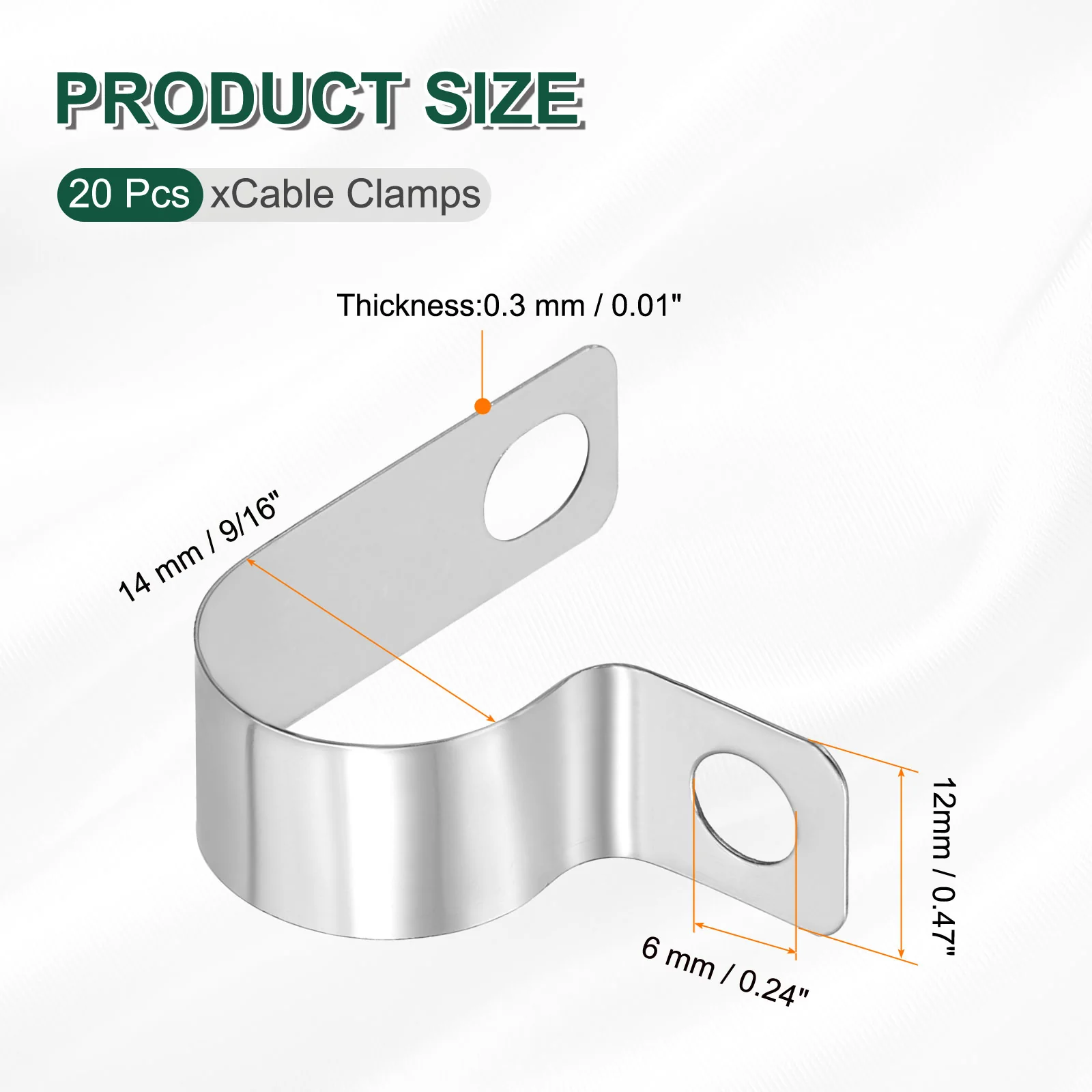 20pcs 9/16" (14mm) Stainless Steel Cable Clips Conduit Wire Holder Strap Clamp - Image 2