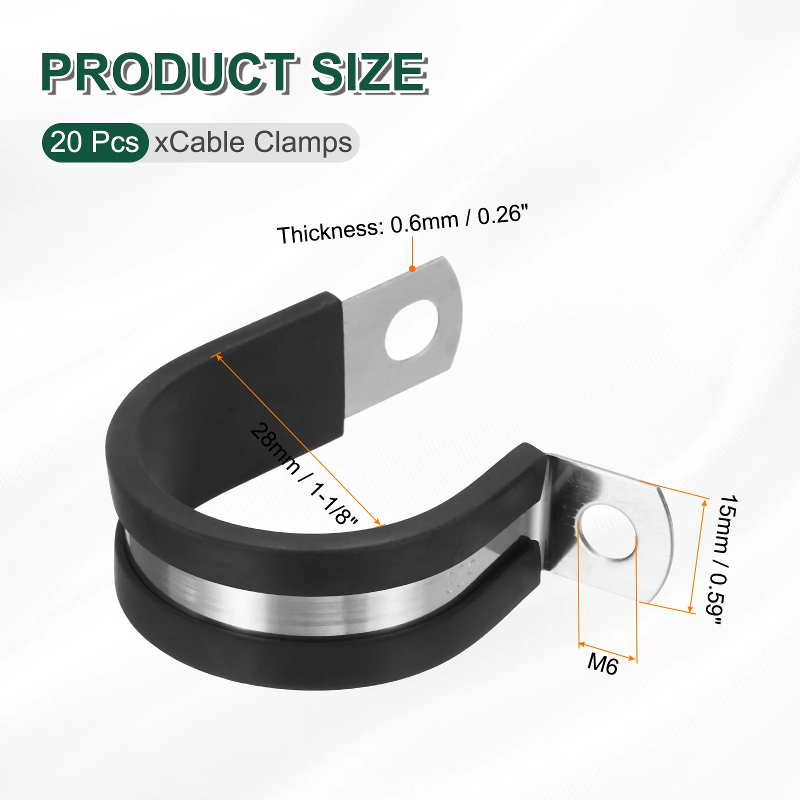 20pcs 1-1/8 Inch Stainless Steel Cable Clamp Conduit Wire Holder Strap Clips - Image 2