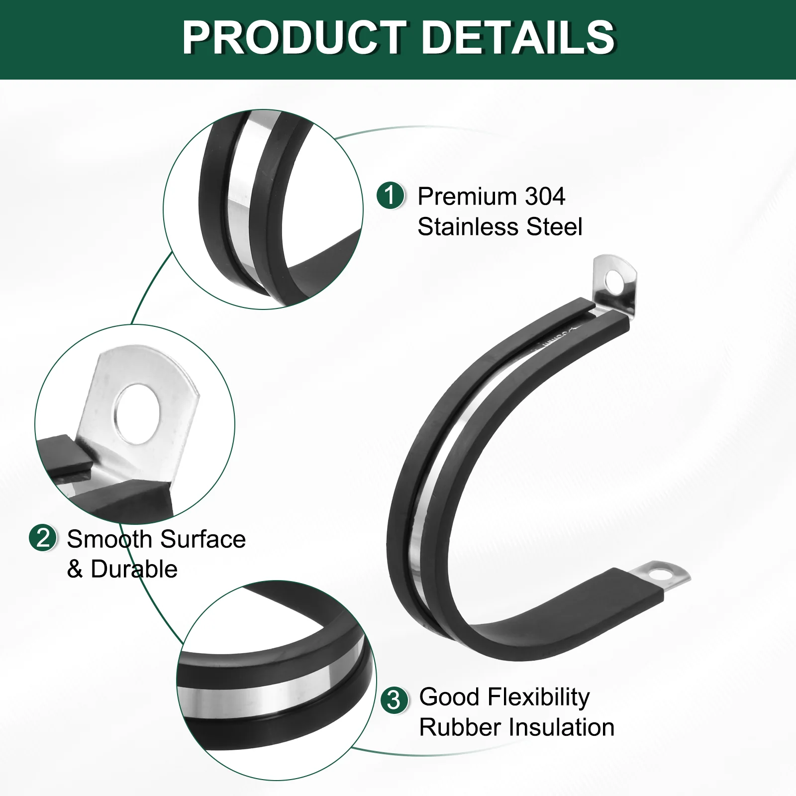 10pcs 2-3/16 Inch Stainless Steel Cable Clamp Conduit Wire Holder Strap Clip - Image 3