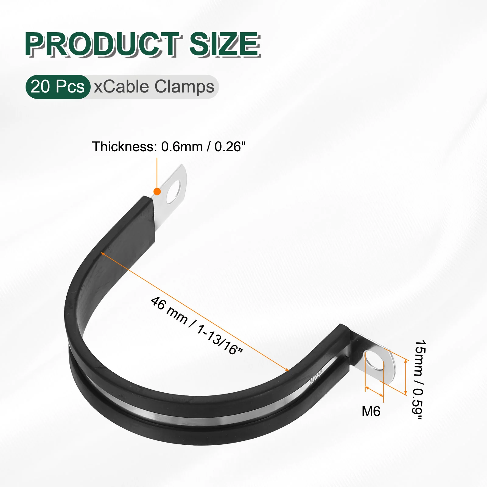 20pcs 1-13/16" Stainless Steel Cable Clamp Conduit Wire Holder Strap Clip - Image 2