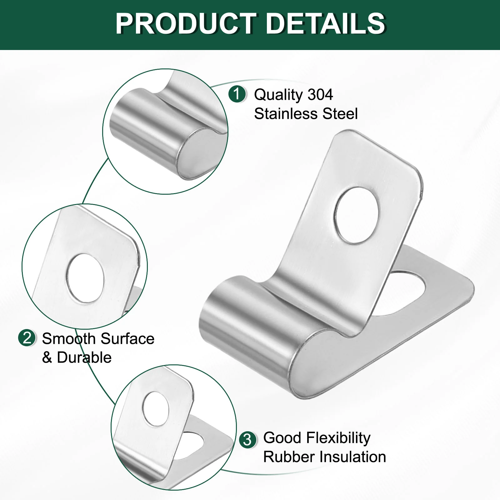 20pcs 3/16" (5mm) Stainless Steel Cable Clips Conduit Wire Holder Strap Clamp - Image 3