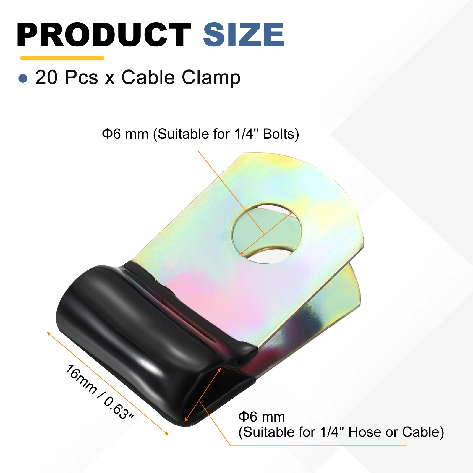 20pcs 1/4" Vinyl Coated Cable Clamps Closed Clip Vinyl Dipped Pipe Clamp - Image 2