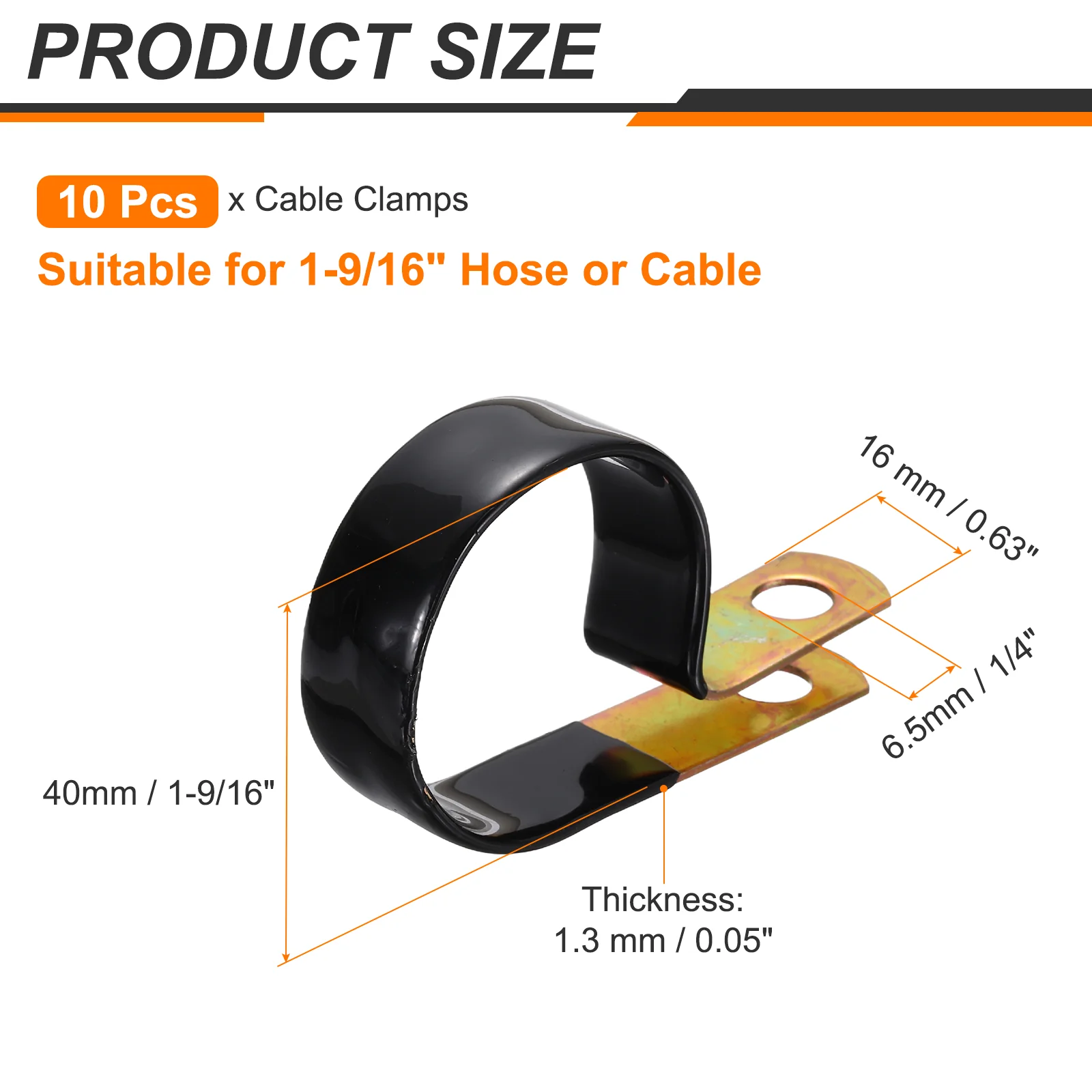 10pcs 1-9/16" Vinyl Coated Cable Clamps Closed Clips Vinyl Dipped Pipe Clamp - Image 2