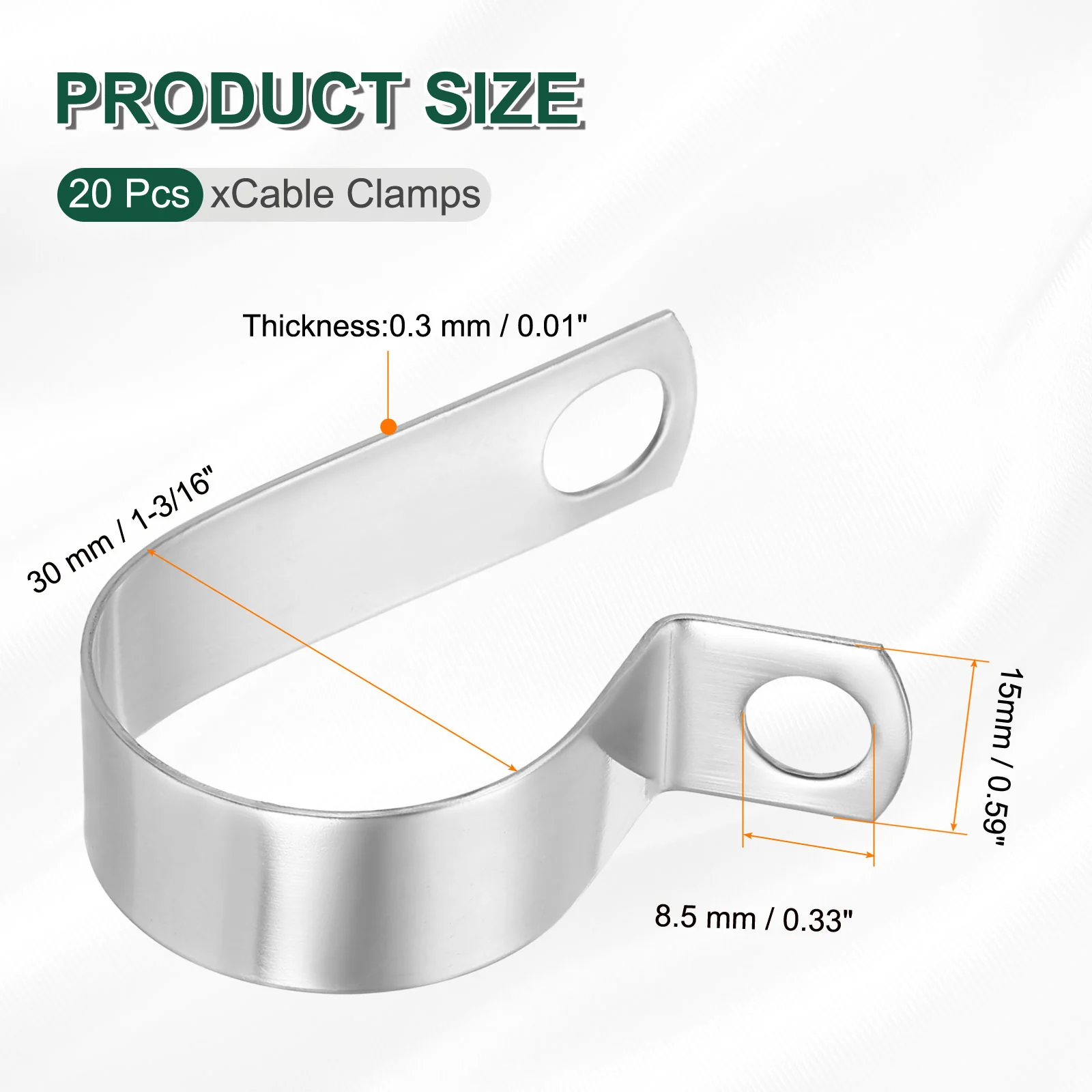 20pcs 1-3/16" (30mm) Stainless Steel Cable Clips Conduit Wire Holder Strap Clamp - Image 2