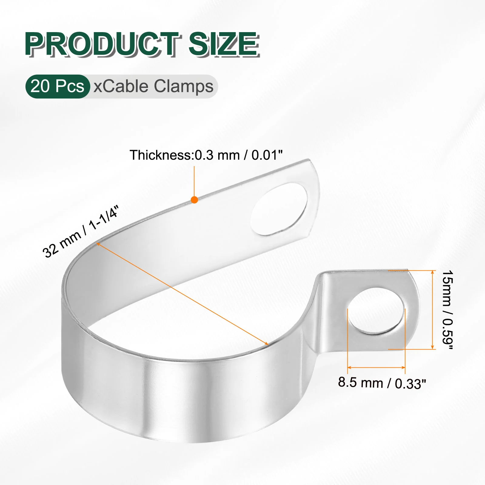20pcs 1-1/4" (32mm) Stainless Steel Cable Clips Conduit Wire Holder Strap Clamp - Image 2
