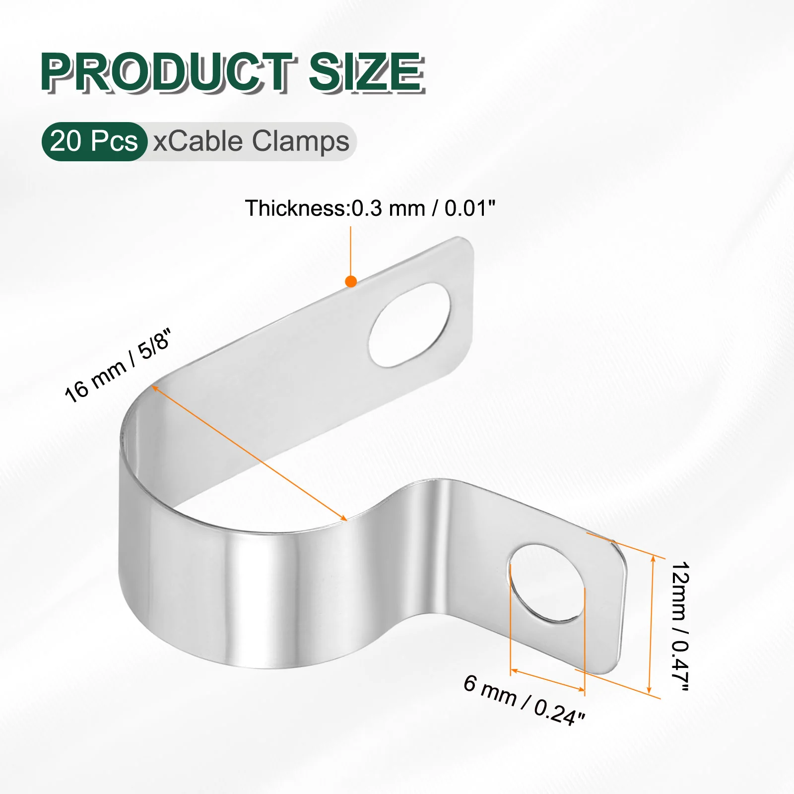 20pcs 5/8" (16mm) Stainless Steel Cable Clips Conduit Wire Holder Strap Clamp - Image 2
