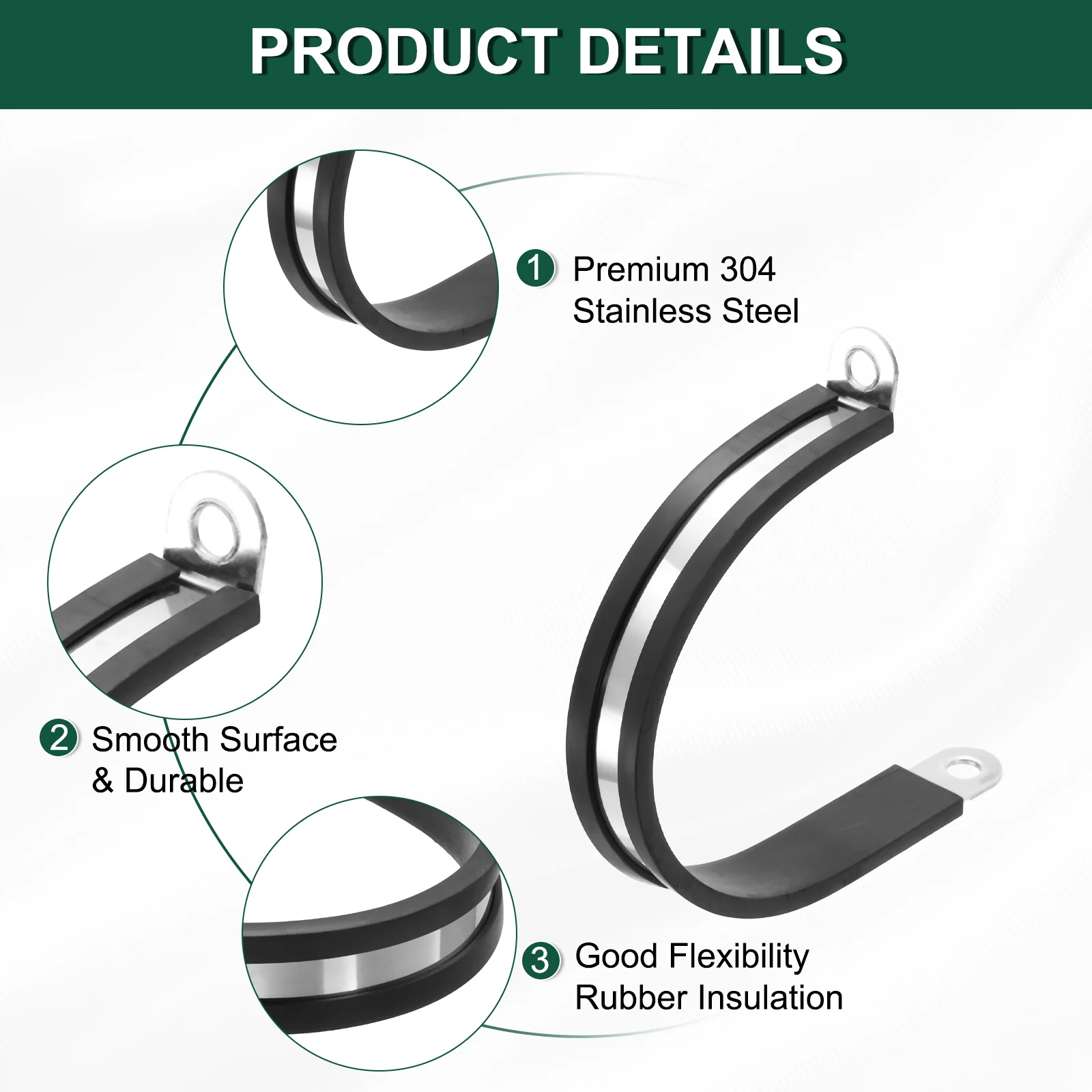 10pcs 2-3/16 Inch Stainless Steel Cable Clamp Conduit Wire Holder Strap Clips - Image 3