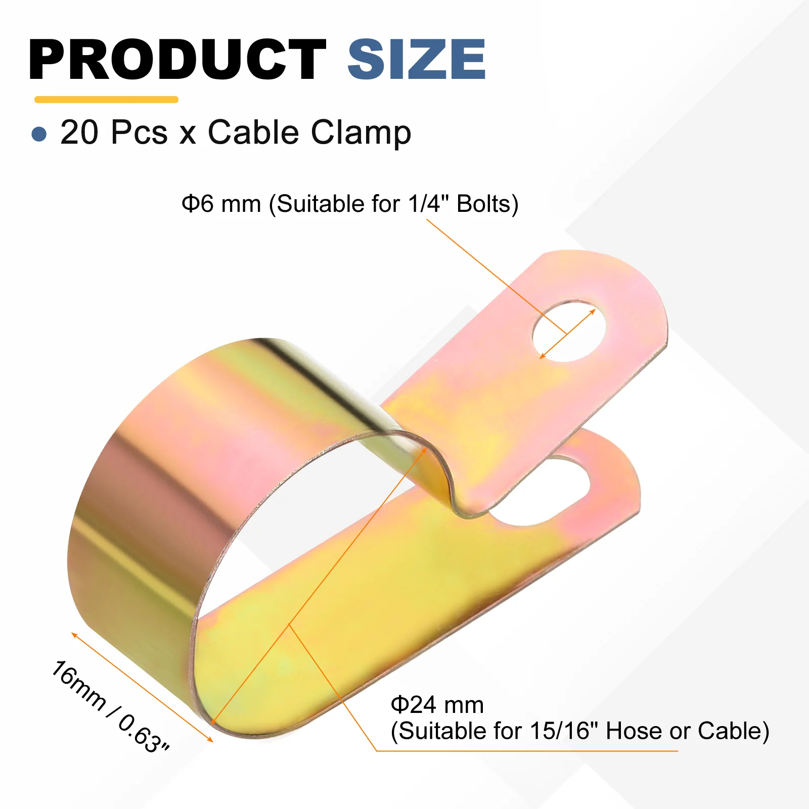20pcs 15/16 Inch Galvanized Carbon Steel Cable Clamps Pipe Strap Clip - Image 2