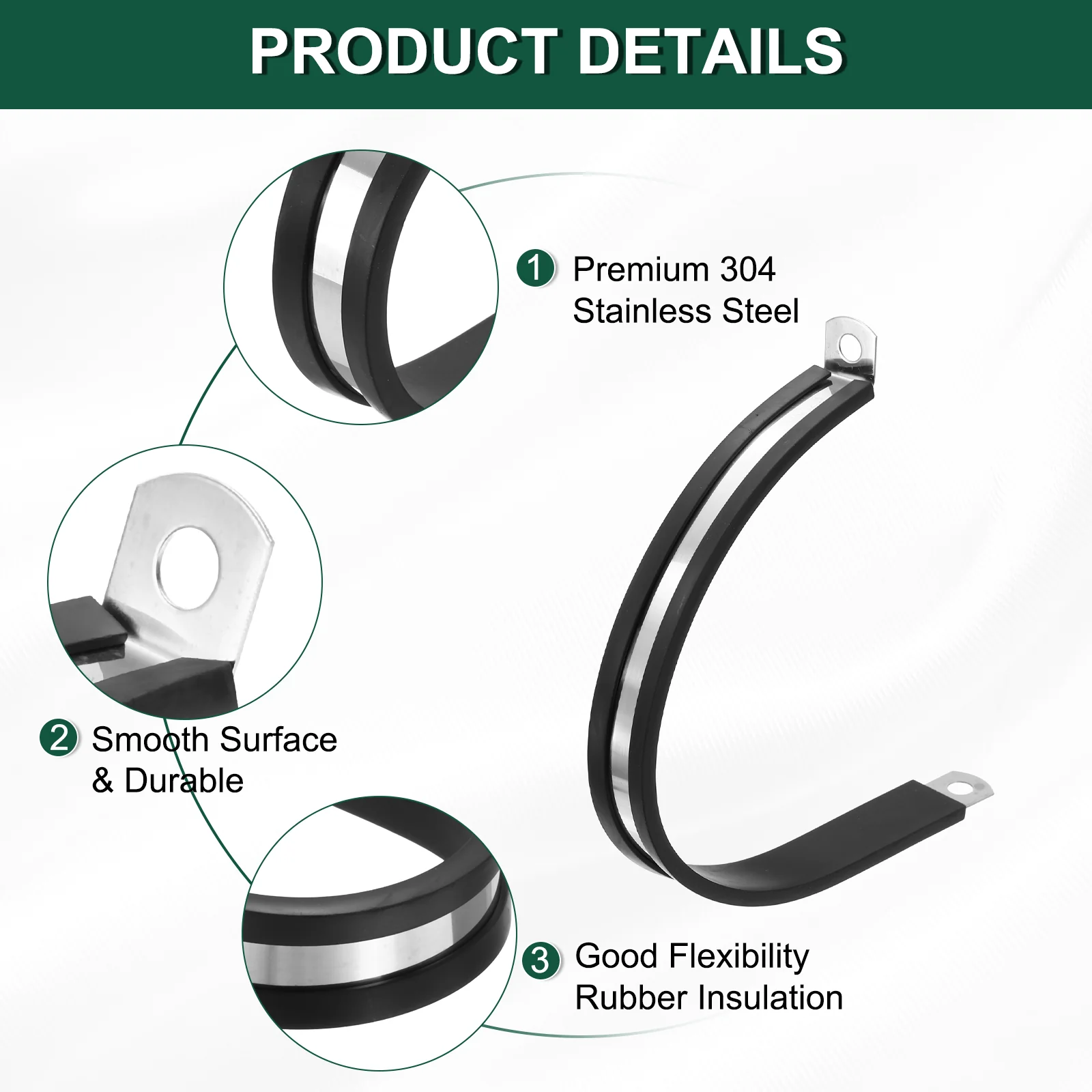 10pcs 2-3/4 Inch Stainless Steel Cable Clamp Conduit Wire Holder Strap Clip - Image 3