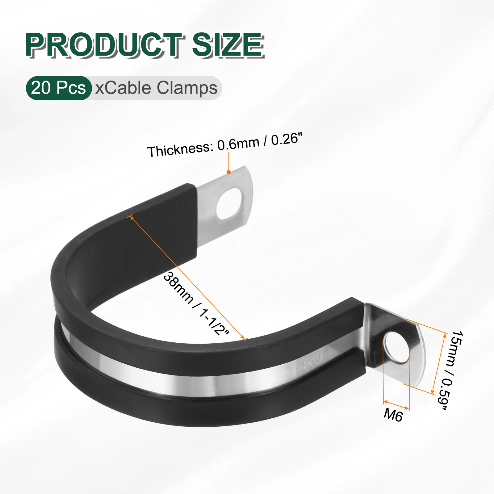 20pcs 1-1/2 Inch Stainless Steel Cable Clamp Conduit Wire Holder Strap Clips - Image 2