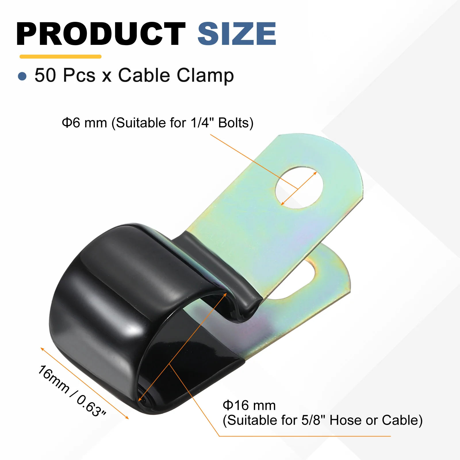 50pcs 5/8" Vinyl Coated Cable Clamps Closed Clip Vinyl Dipped Pipe Clamp - Image 2