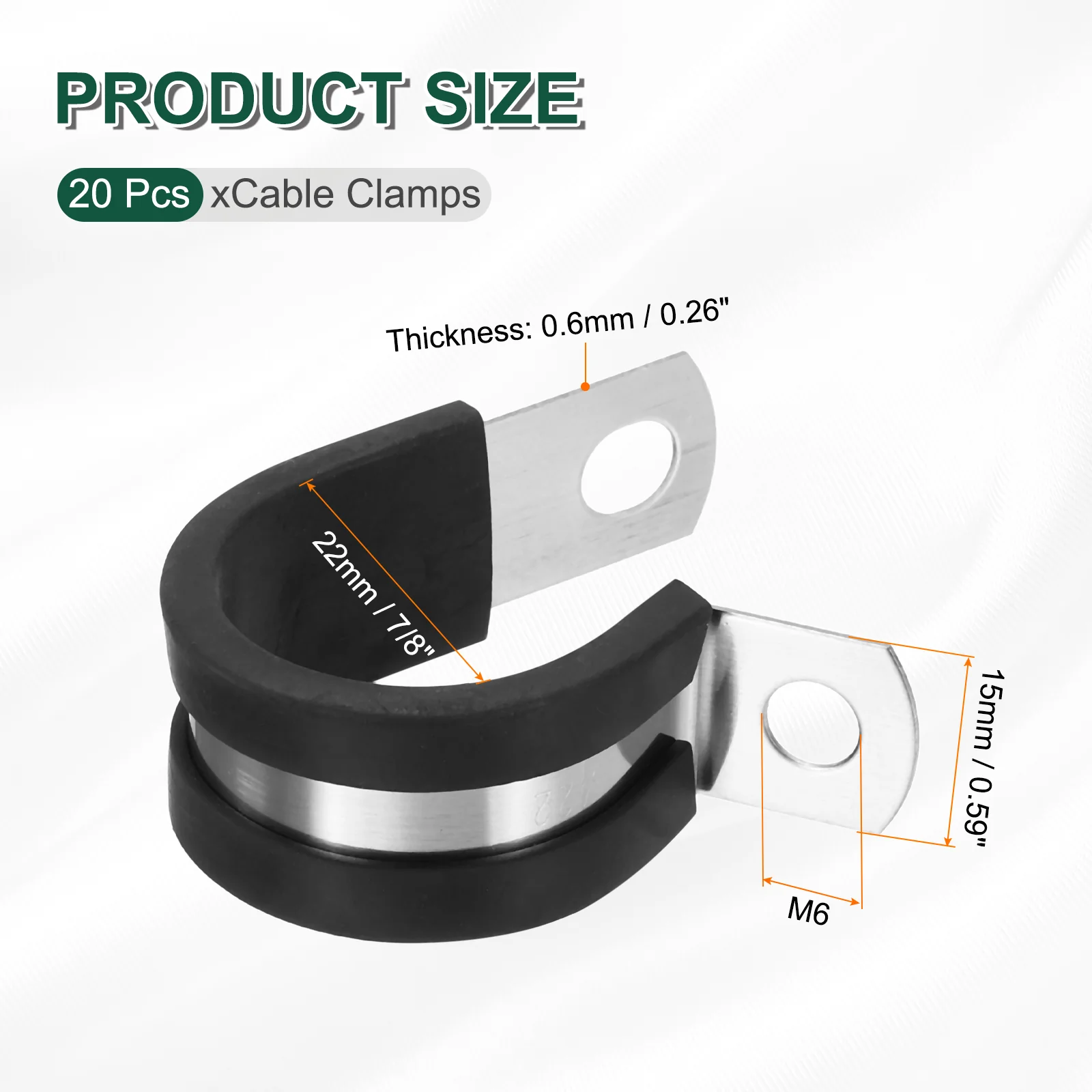 20pcs 7/8 Inch Stainless Steel Cable Clamp Conduit Wire Holder Strap Clips - Image 2